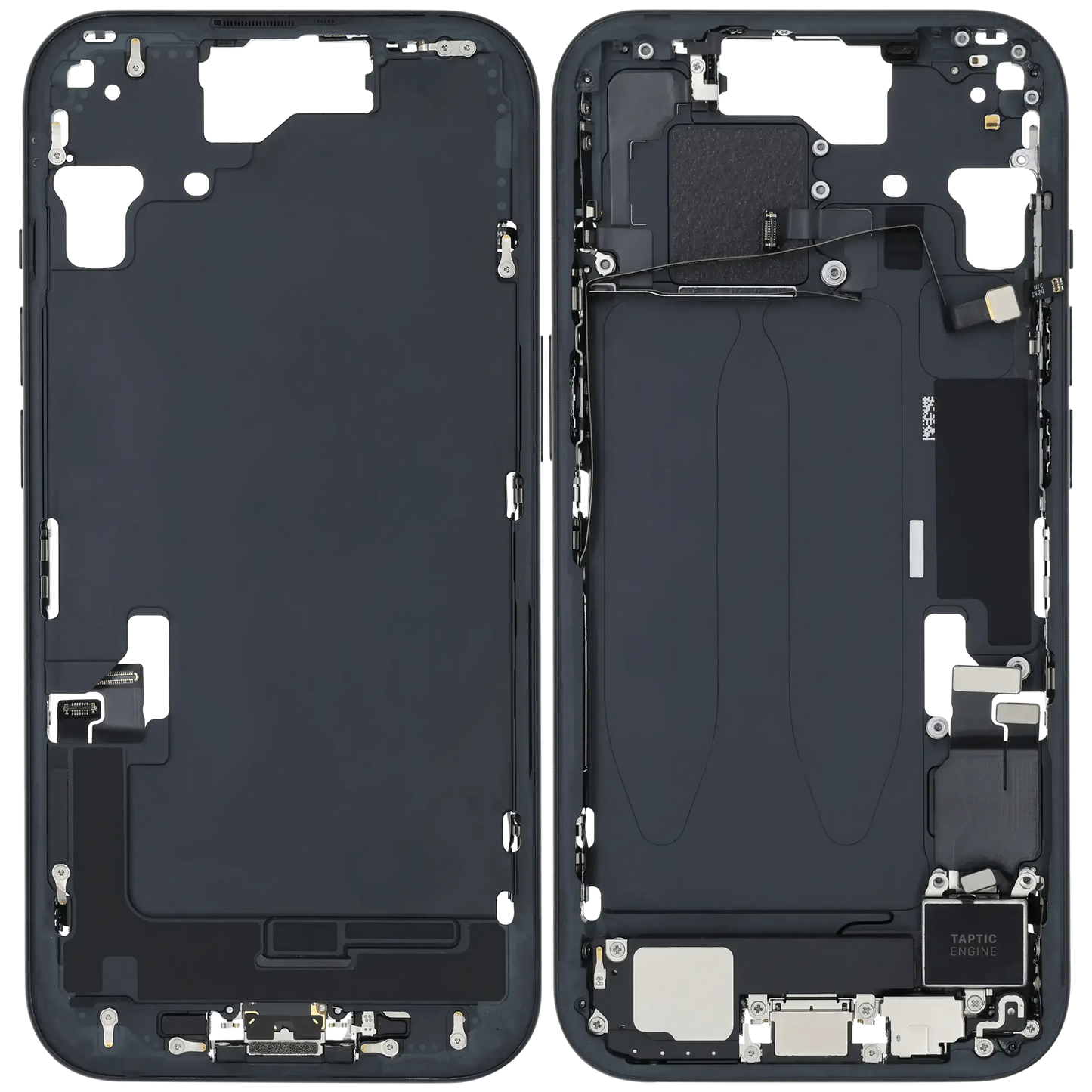 Mid-Frame Housing W/ Charging Port Flex & Small Parts For iPhone 15 (US Version) (Pull) (Black)