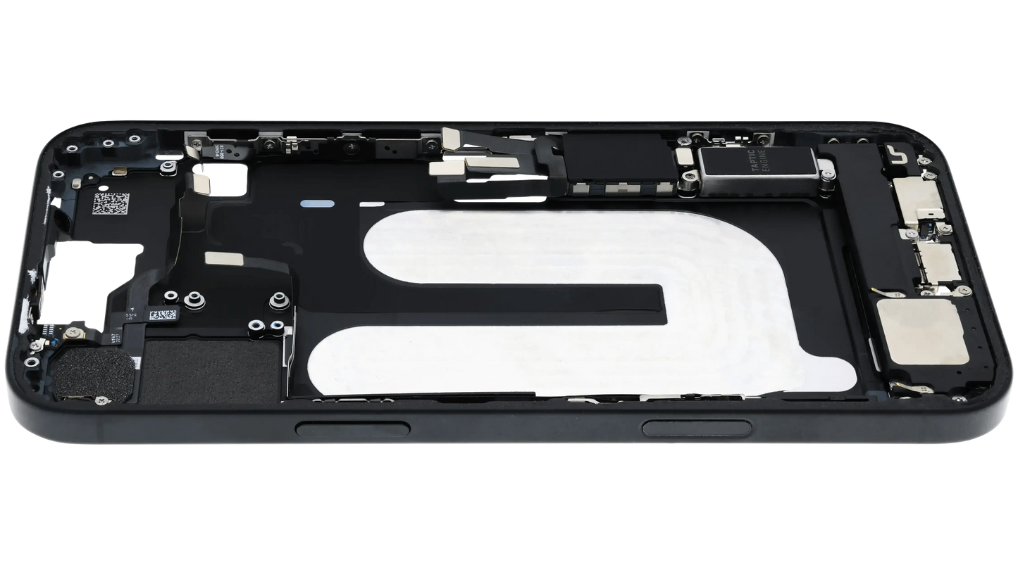 Mid-Frame Housing W/ Charging Port Flex & Small Parts For iPhone 16 Plus (EU / Global Version) (Pull) (Black)