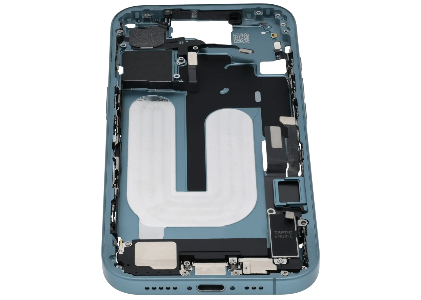Mid-Frame Housing W/ Charging Port Flex & Small Parts For iPhone 16 (EU / Global Version) (Pull) (Teal)