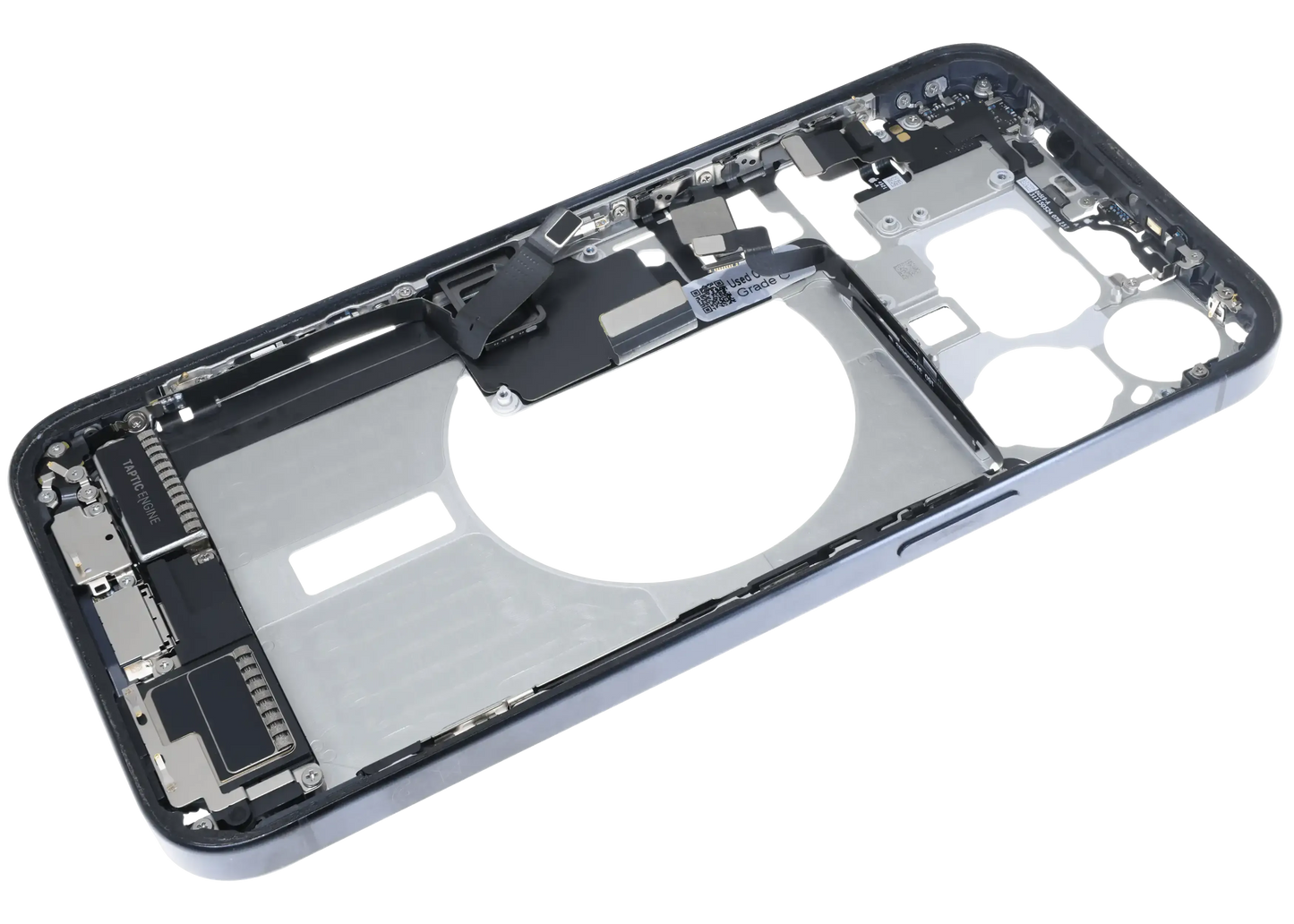 Mid-Frame Housing W/ Charging Port Flex & Small Parts For iPhone 15 Pro Max (EU / Global Version) (Pull) (Blue Titanium)