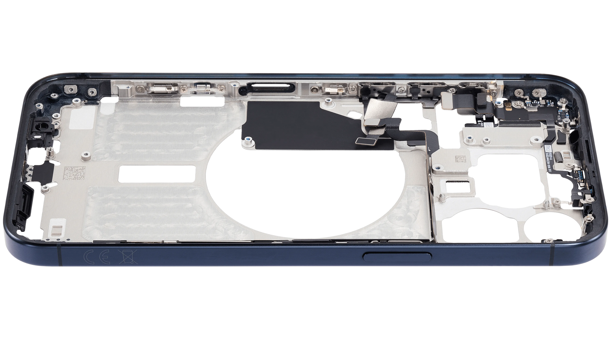 Mid-Frame Housing W/ Small Parts For iPhone 15 Pro Max (EU / Global Version) (Used OEM Pull: Grade A) (Blue Titanium)