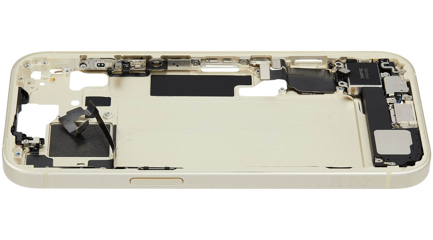Mid-Frame Housing W/ Charging Port Flex & Small Parts For iPhone 15 (EU / Global Version) (Pull) (Yellow)