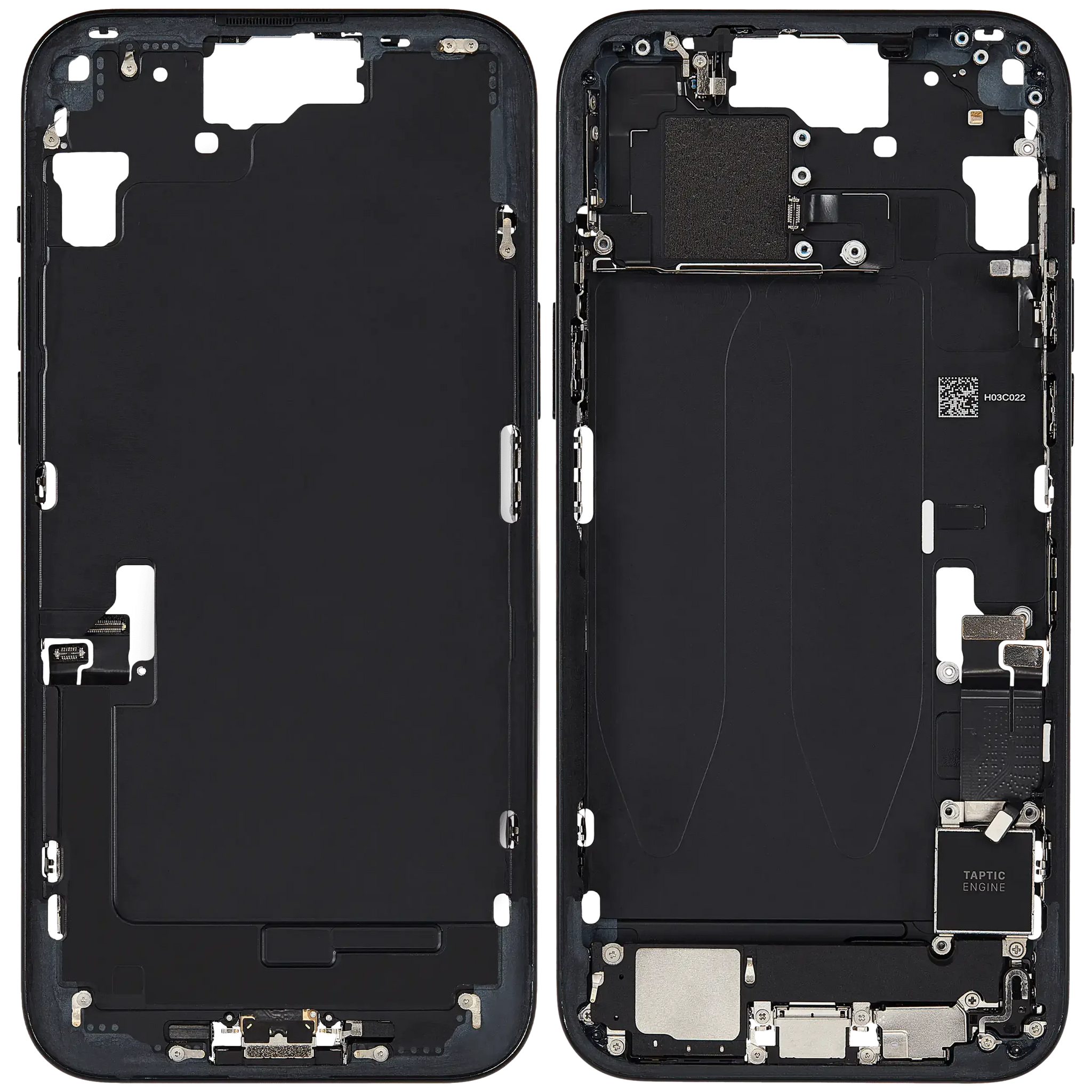 Mid-Frame Housing W/ Charging Port Flex & Small Parts For iPhone 15 Plus (EU / Global Version) (Pull) (Black)