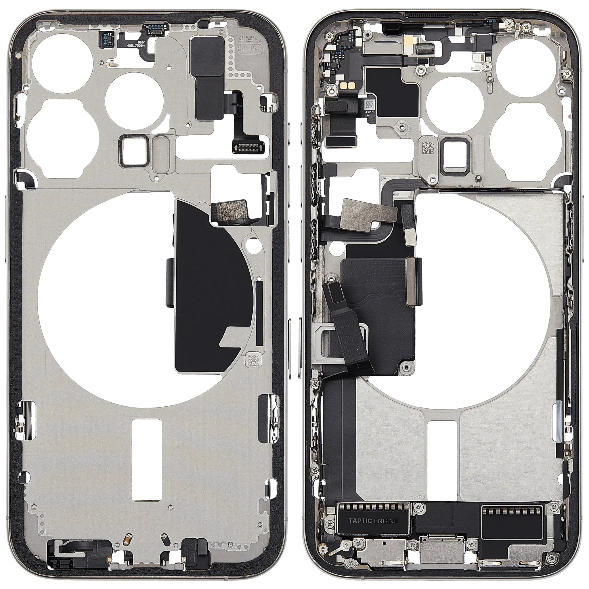 Mid-Frame Housing W/ Charging Port Flex & Small Parts For iPhone 15 Pro (EU / Global Version) (Pull) (White Titanium)