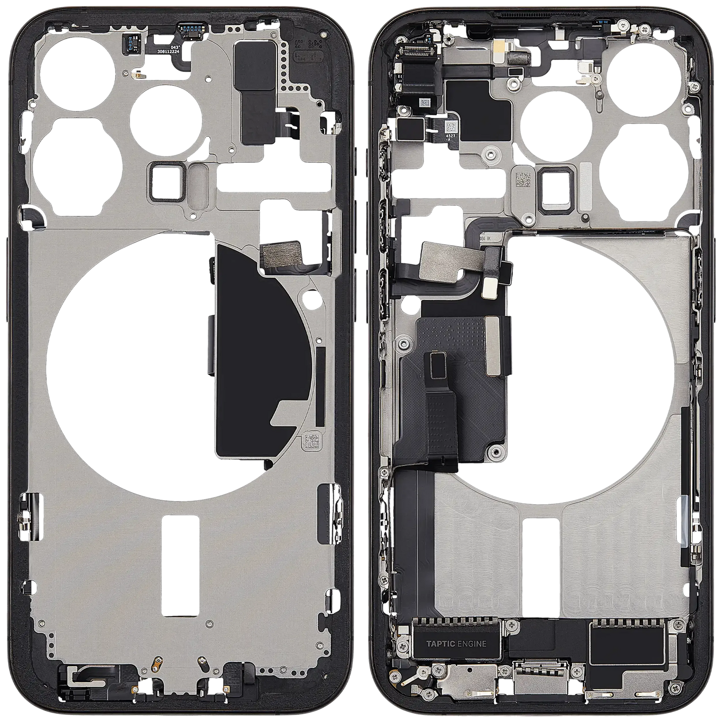 Mid-Frame Housing W/ Charging Port Flex & Small Parts For iPhone 15 Pro (EU / Global Version) (Pull) (Black Titanium)