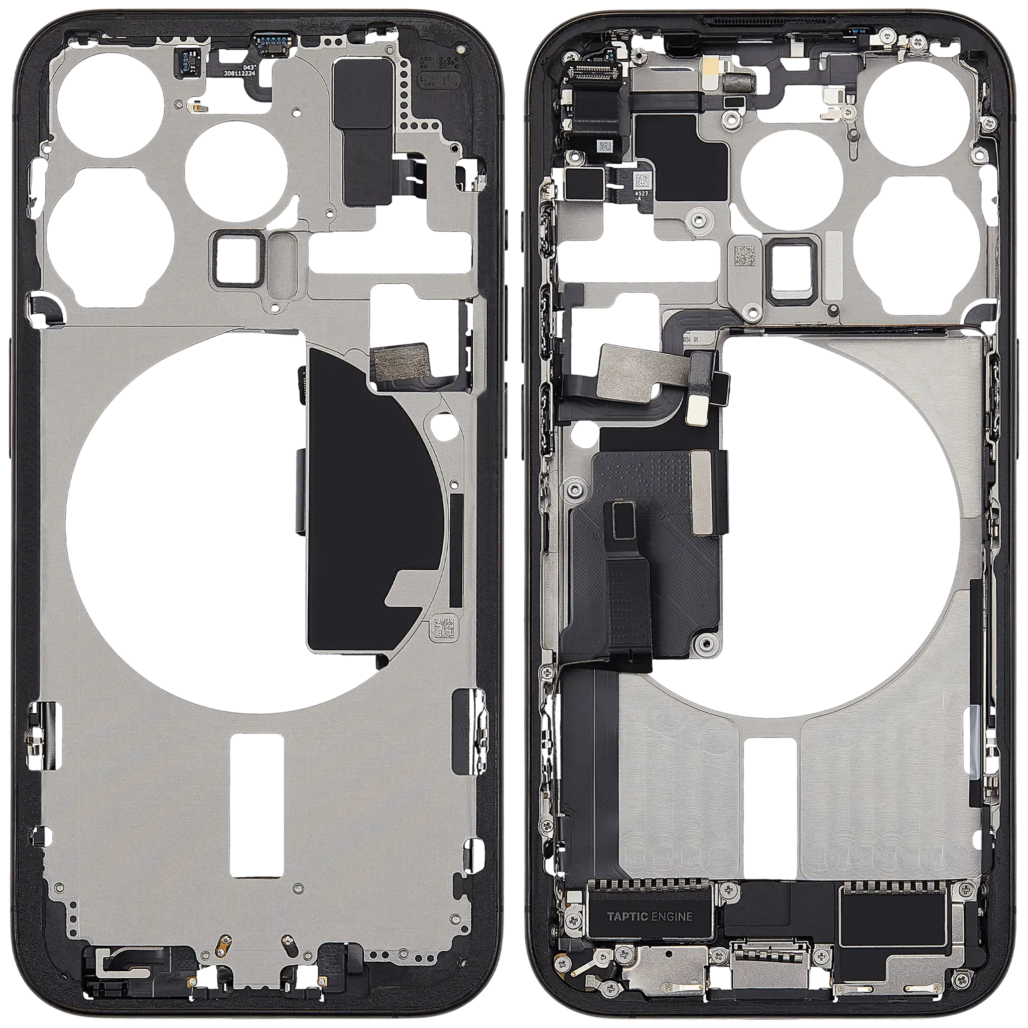 Mid-Frame Housing W/ Charging Port Flex & Small Parts For iPhone 15 Pro (EU / Global Version) (Pull) (Black Titanium)