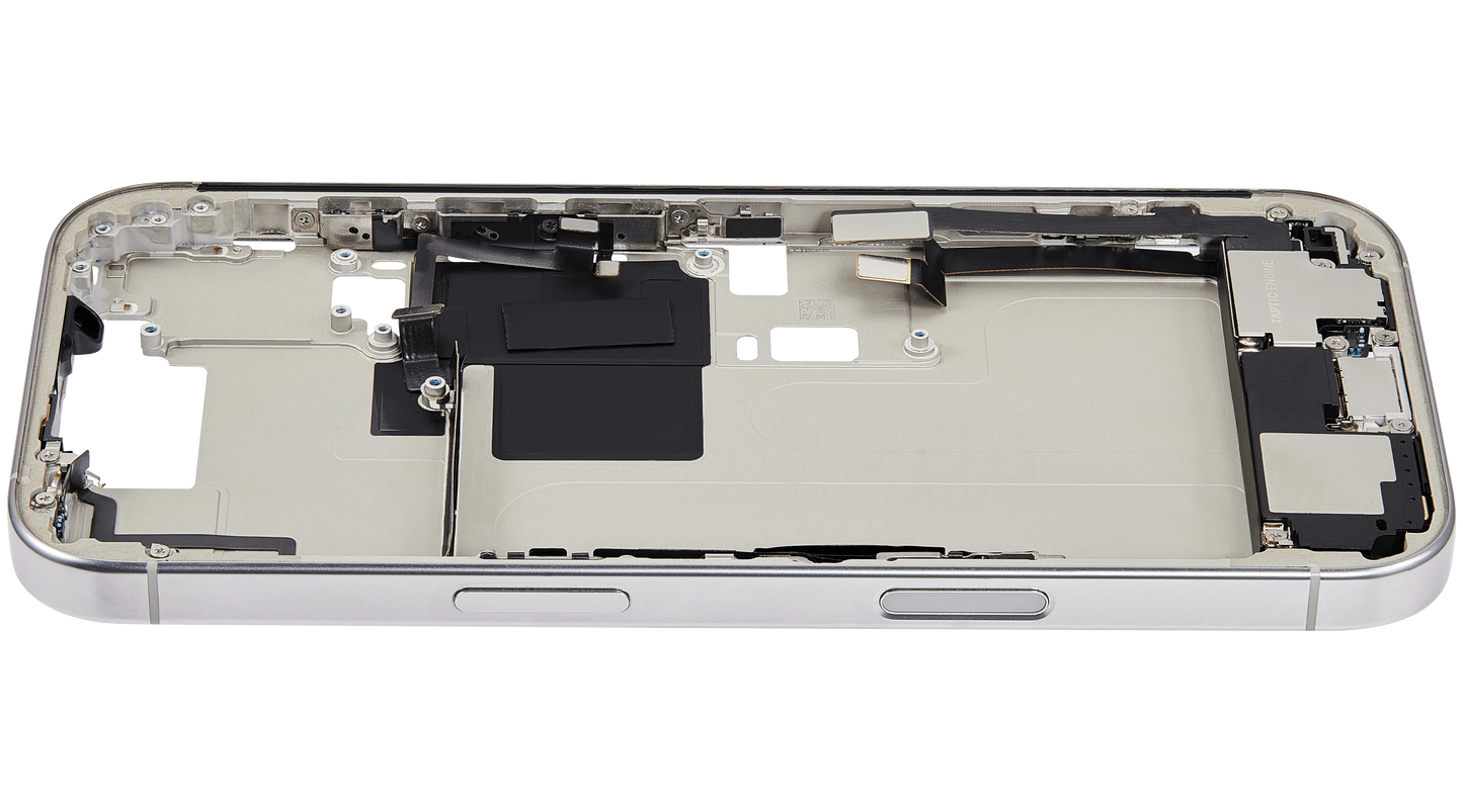 Mid-Frame Housing W/ Charging Port Flex & Small Parts For iPhone 16 Pro (US Version) (Pull) (White Titanium)