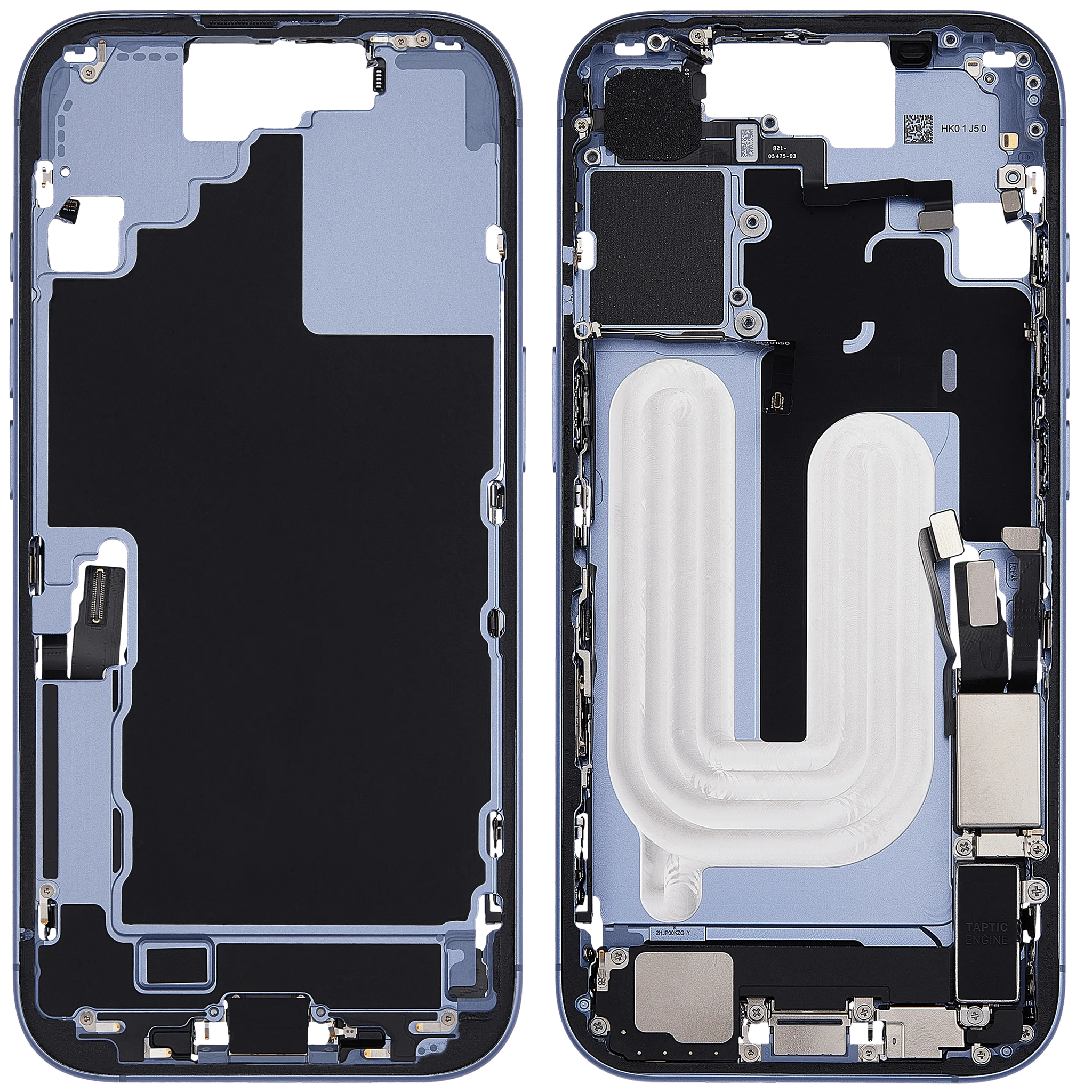 Mid-Frame Housing W/ Charging Port Flex & Small Parts For iPhone 17 (US Version) (Pull) (Mist Blue)
