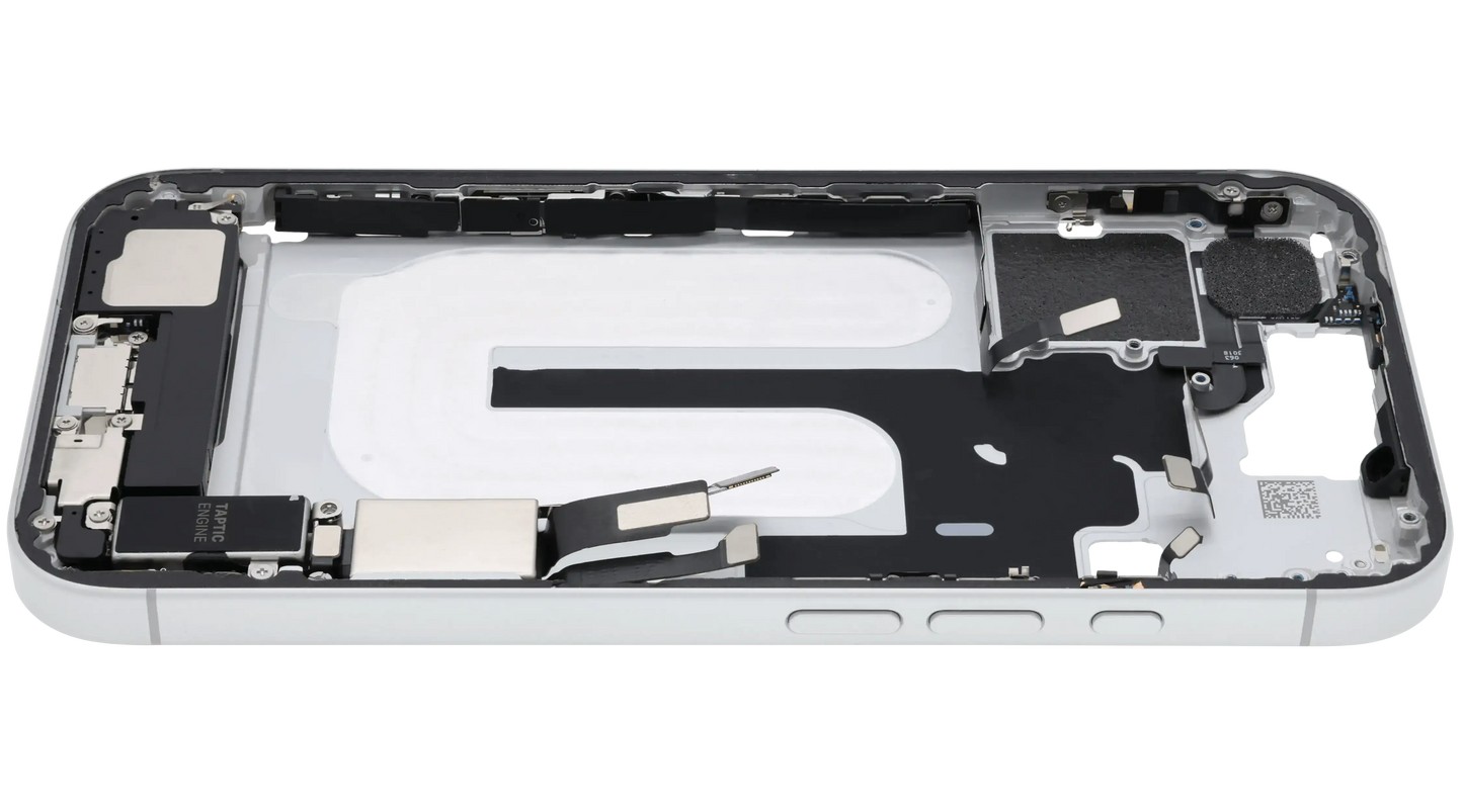 Mid-Frame Housing W/ Charging Port Flex & Small Parts For iPhone 16 (US Version) (Pull) (White)