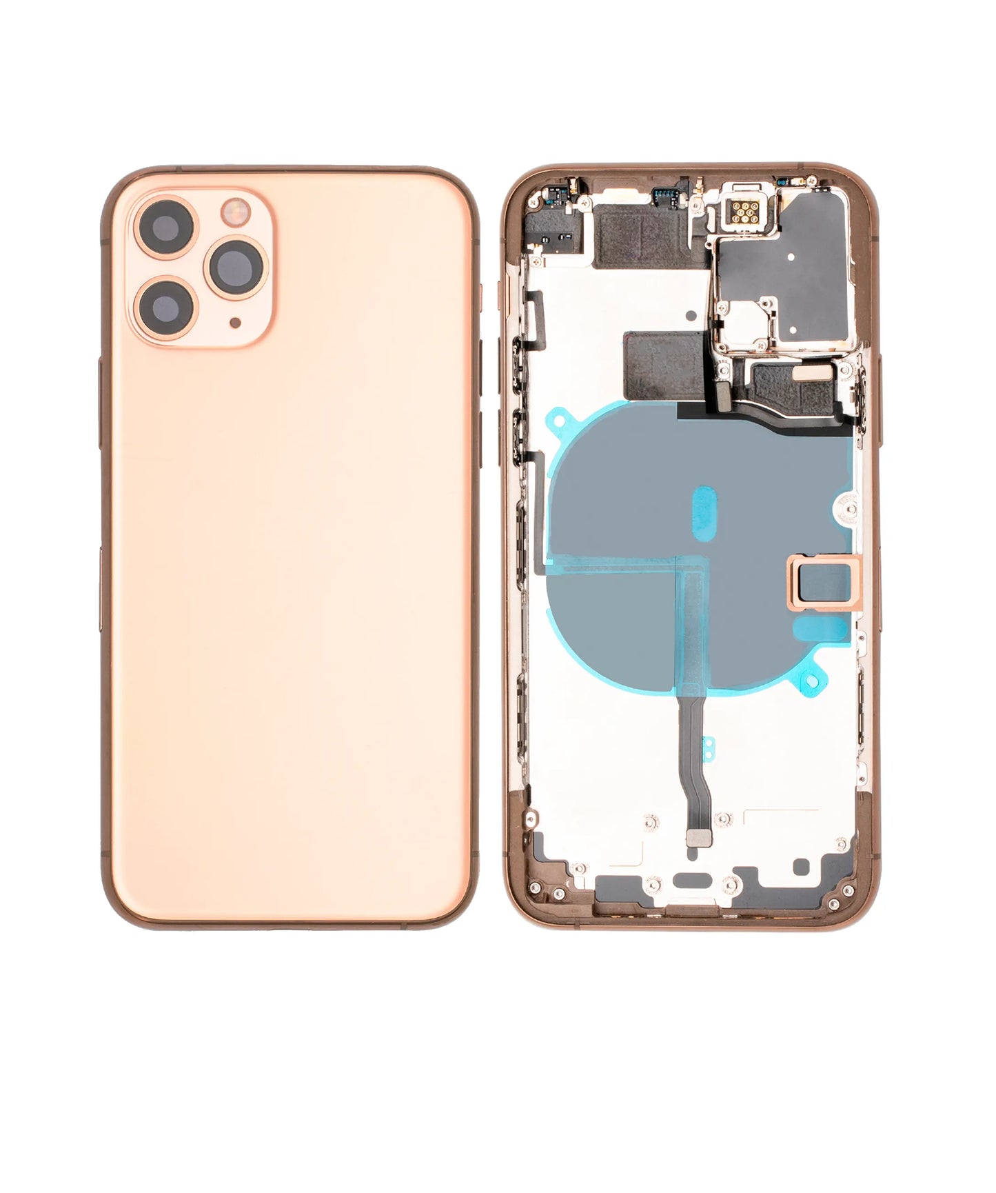 Back Housing W/ Small Components Pre-Installed For iPhone 11 Pro (Pull) (Matte Gold)