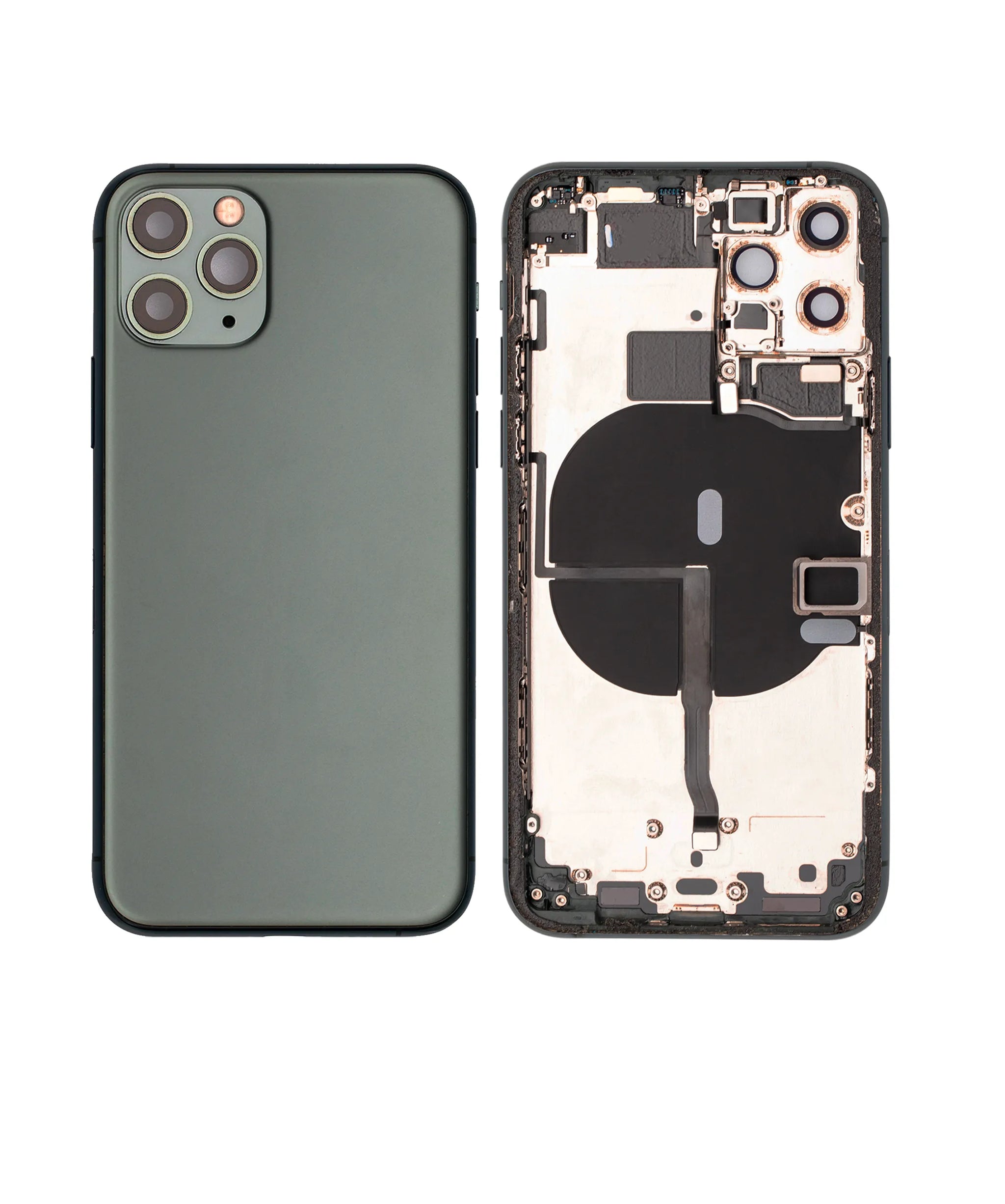 Back Housing W/ Small Components Pre-Installed For iPhone 11 Pro (Pull) (Matte Midnight Green)