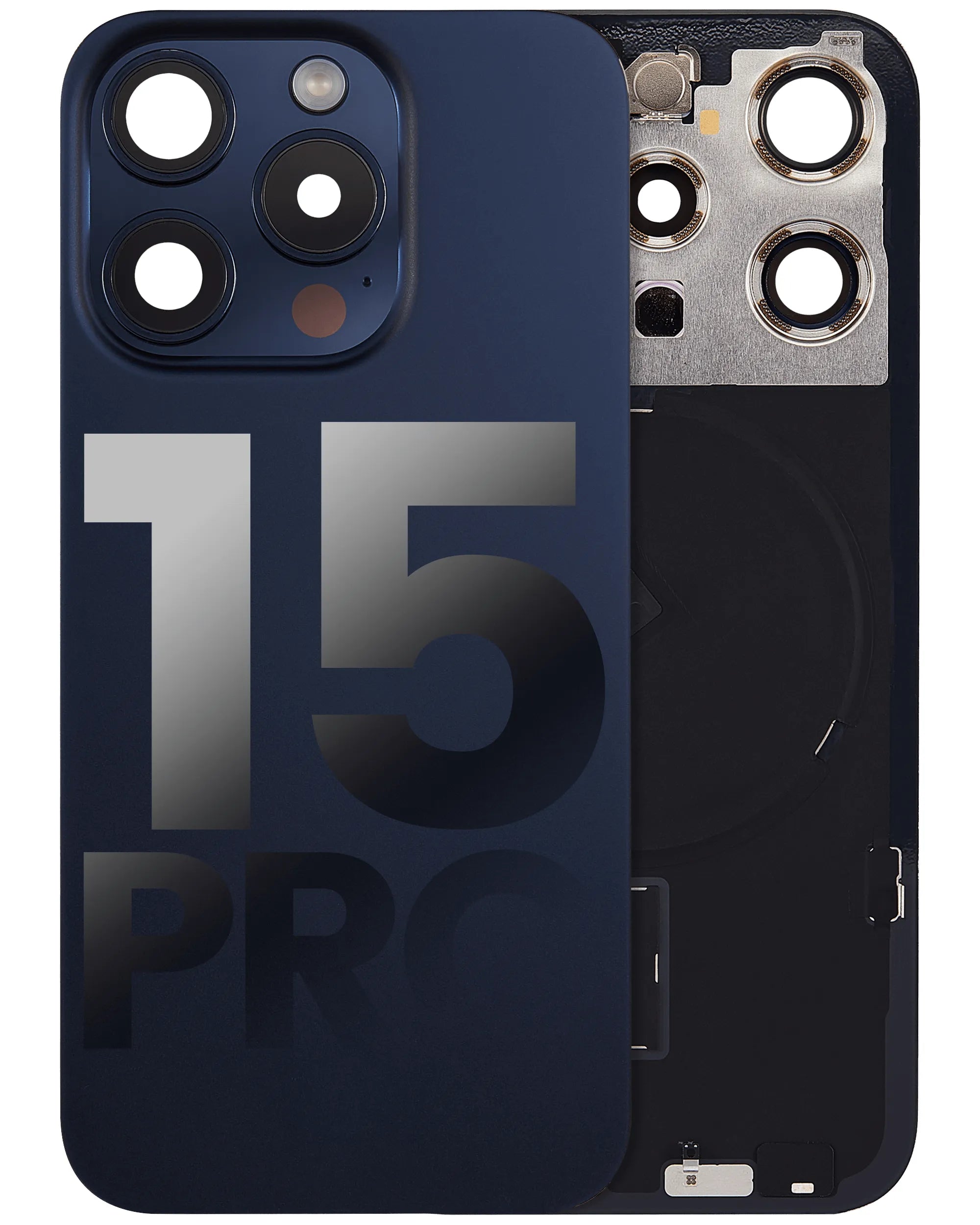 Back Glass w/ MagSafe Magnet & NFC & Flashlight Flex For iPhone 15 Pro (Pull) (Blue Titanium)