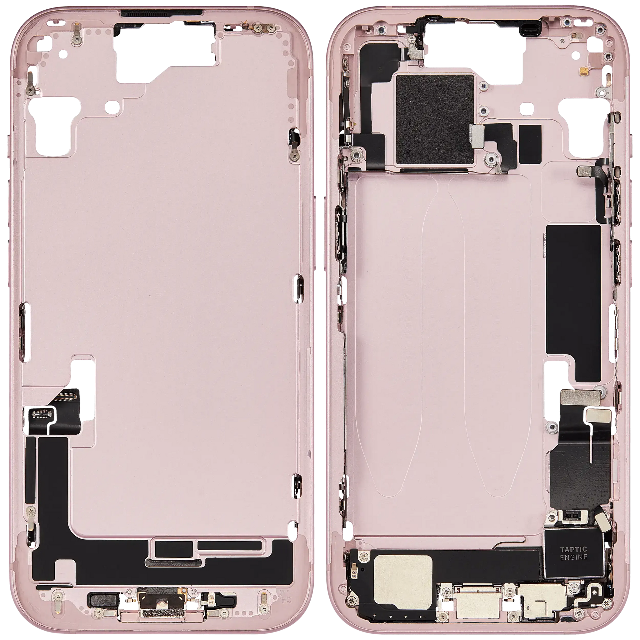 Mid-Frame Housing W/ Charging Port Flex & Small Parts For iPhone 15 (EU / Global Version) (Pull) (Pink)