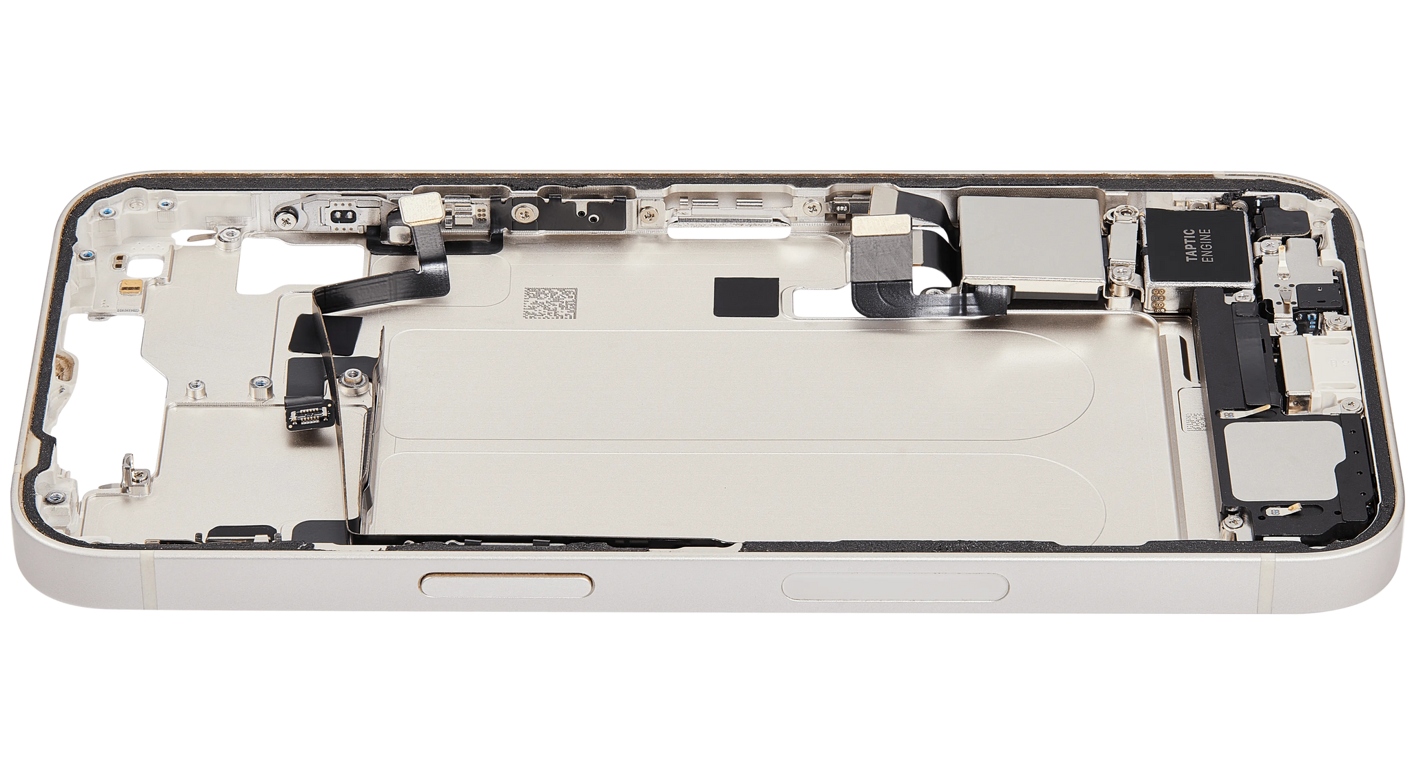 Mid-Frame Housing W/ Charging Port Flex & Small Parts For iPhone 14 (US Version) (Used OEM Pull: Grade A) (Starlight)