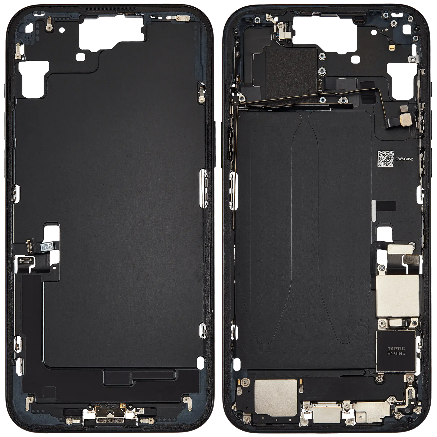 Mid-Frame Housing W/ Charging Port Flex & Small Parts For iPhone 15 Plus (US Version) (Pull) (Black)