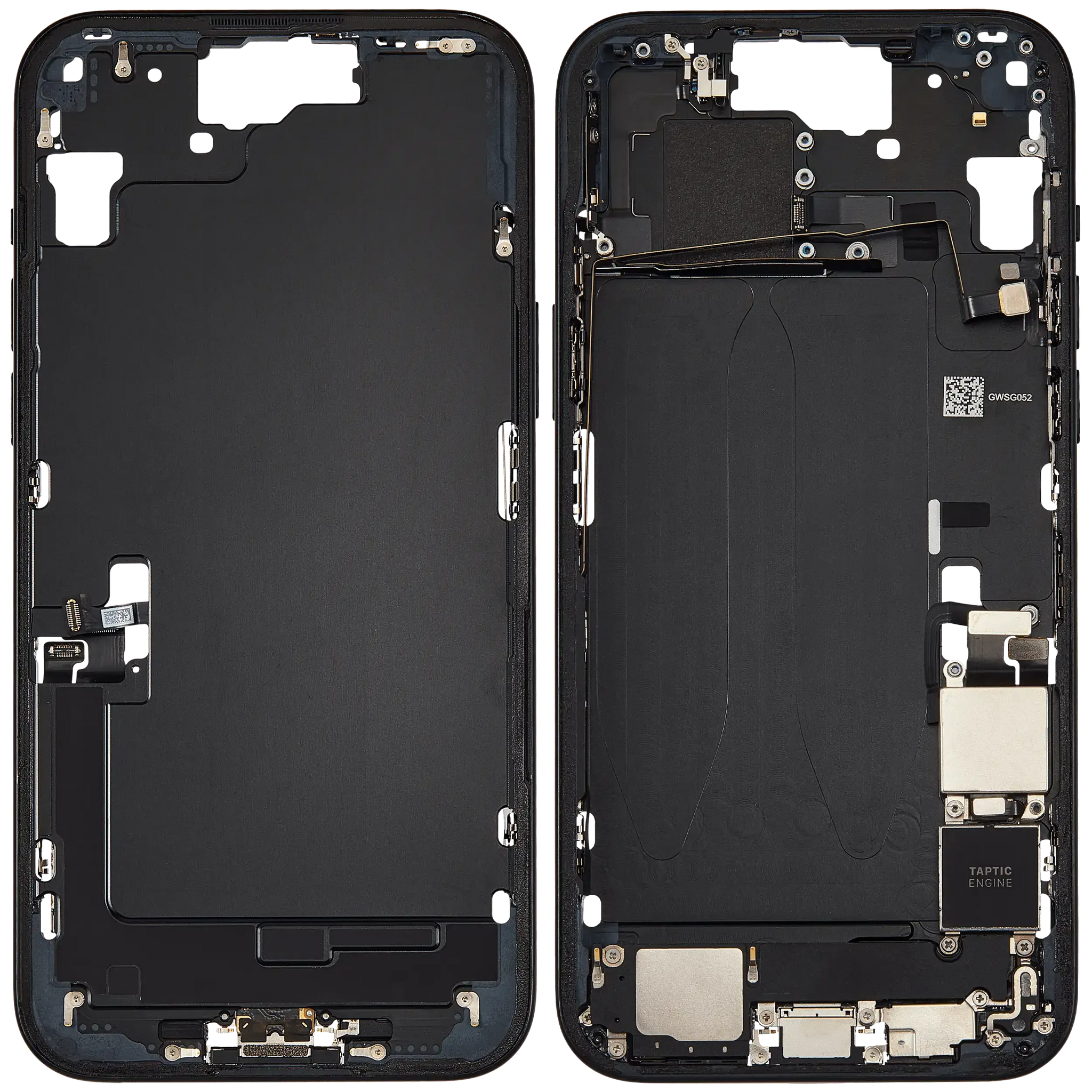 Mid-Frame Housing W/ Charging Port Flex & Small Parts For iPhone 15 Plus (US Version) (Pull) (Black)