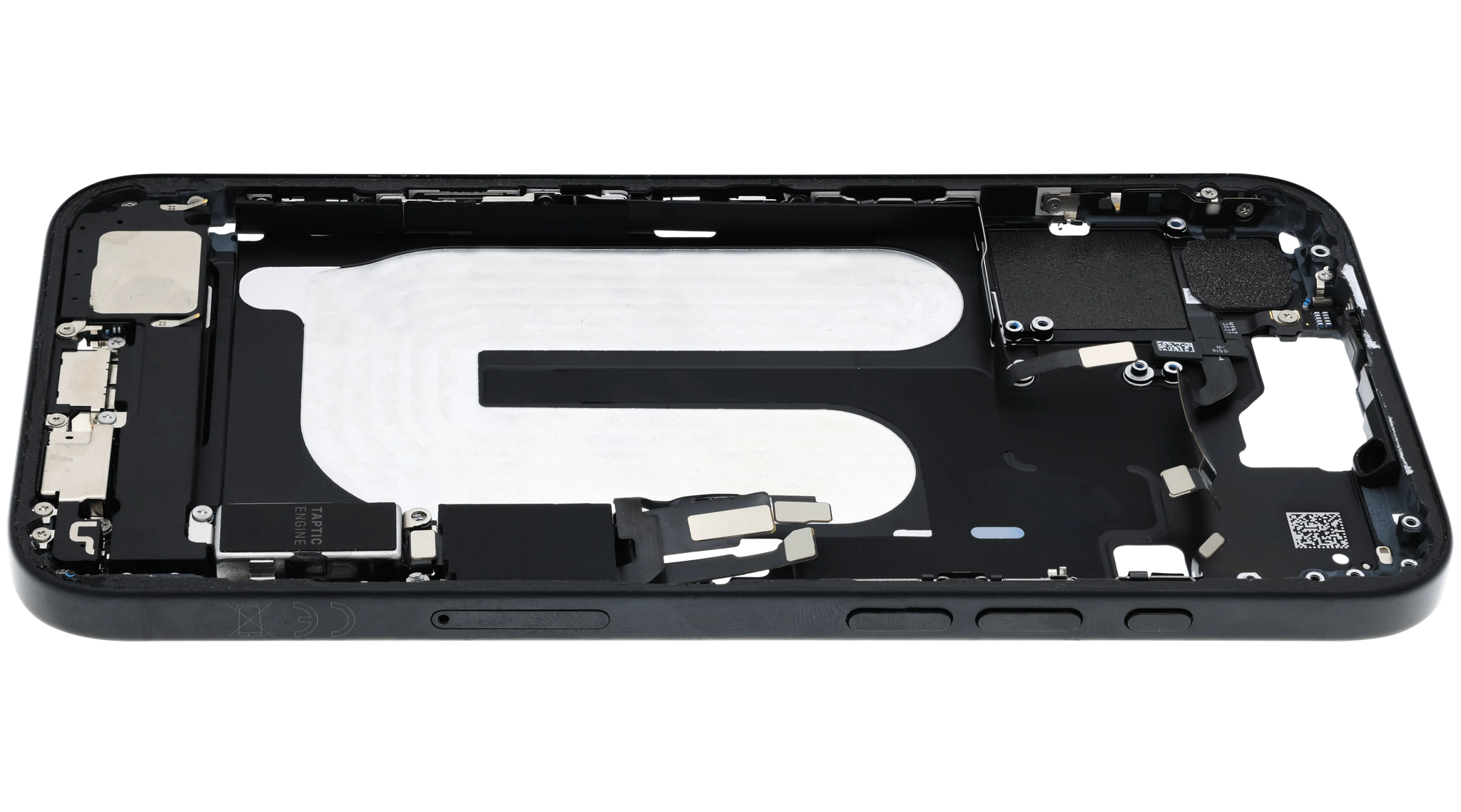 Mid-Frame Housing W/ Charging Port Flex & Small Parts For iPhone 16 Plus (EU / Global Version) (Pull) (Black)