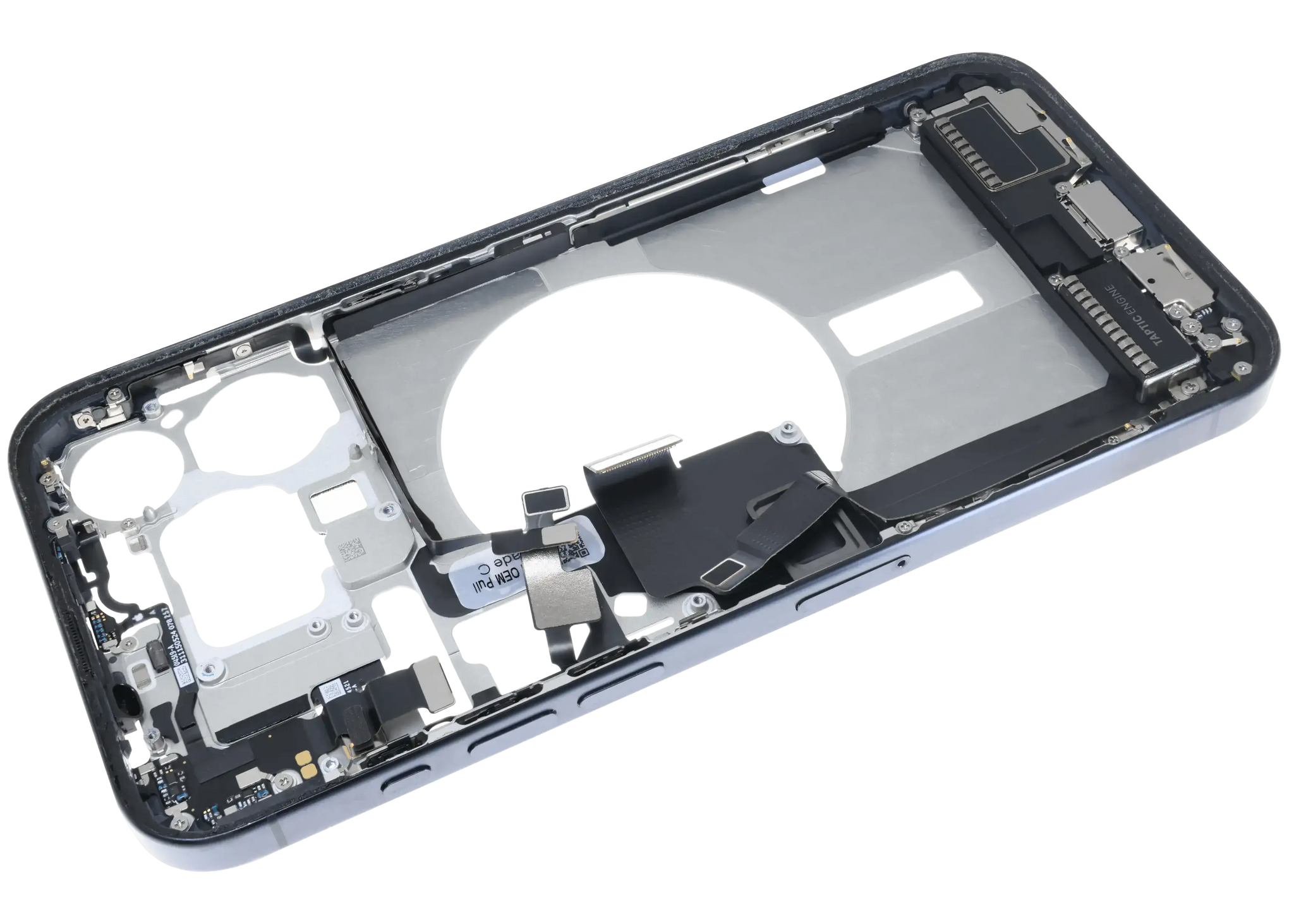 Mid-Frame Housing W/ Charging Port Flex & Small Parts For iPhone 15 Pro Max (EU / Global Version) (Pull) (Blue Titanium)