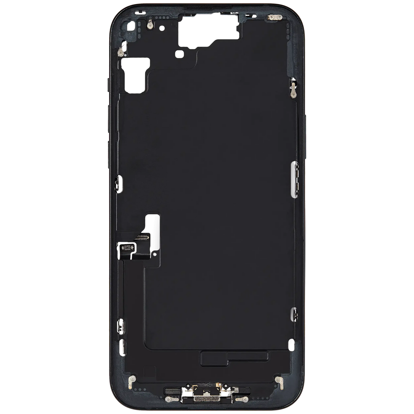 Mid-Frame Housing W/ Charging Port Flex & Small Parts For iPhone 15 Plus (EU / Global Version) (Pull) (Black)