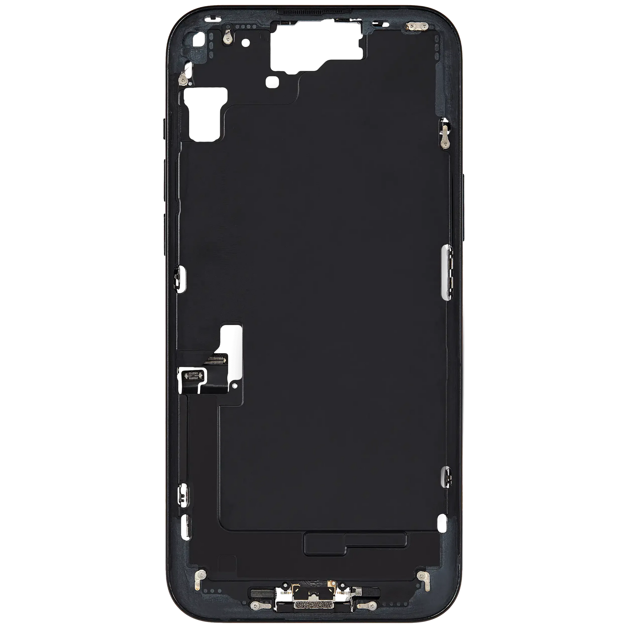 Mid-Frame Housing W/ Charging Port Flex & Small Parts For iPhone 15 Plus (EU / Global Version) (Pull) (Black)