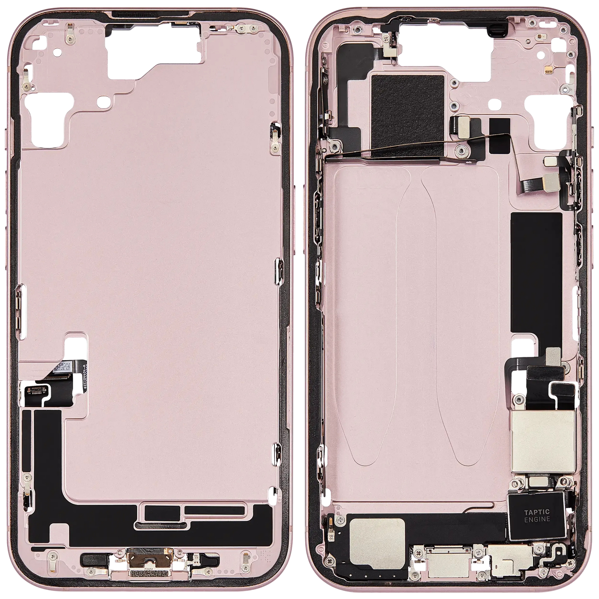 Mid-Frame Housing W/ Charging Port Flex & Small Parts For iPhone 15 (US Version) (Pull) (Pink)
