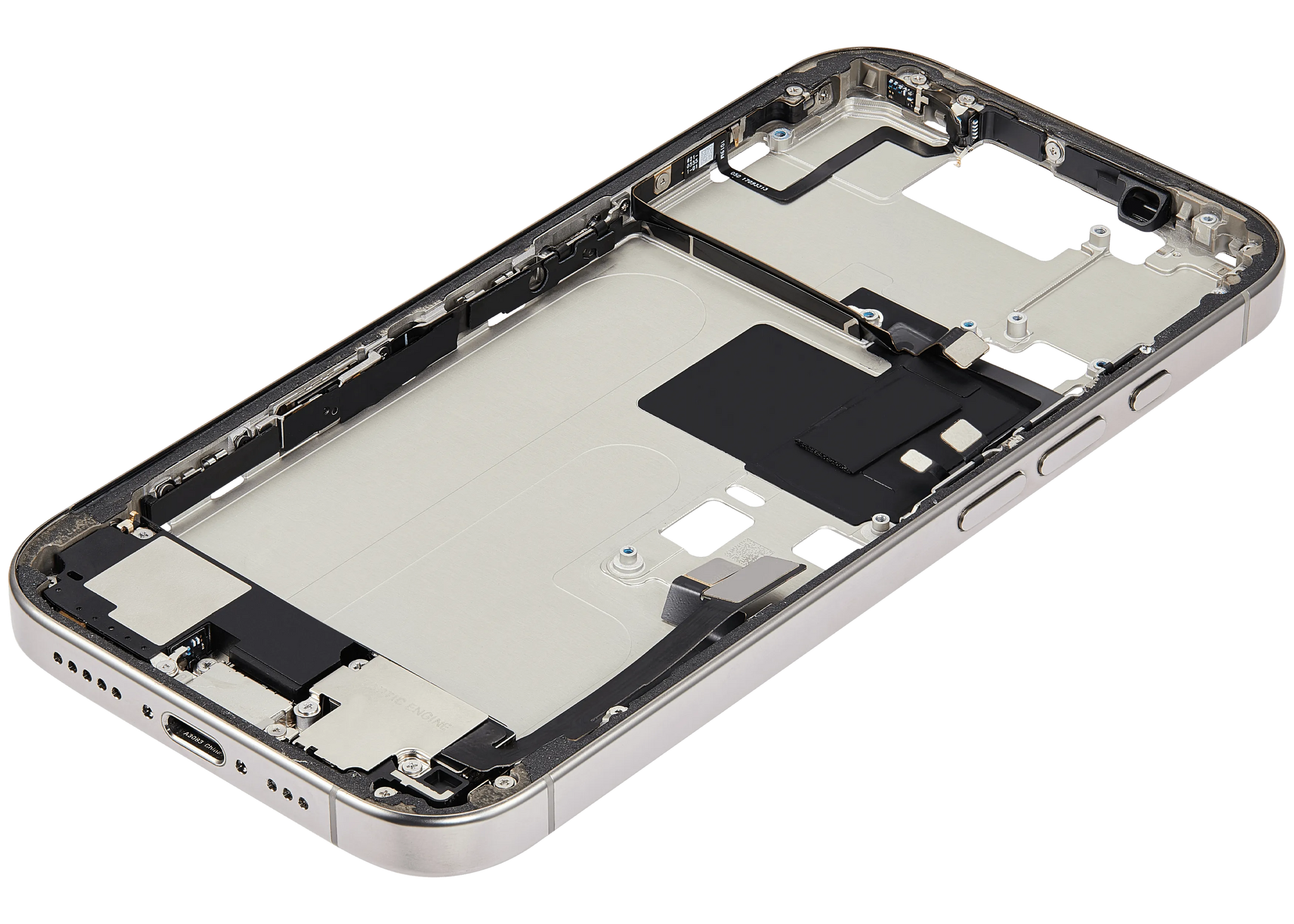 Mid-Frame Housing W/ Charging Port Flex & Small Parts For iPhone 16 Pro (US Version) (Pull) (Natural Titanium)