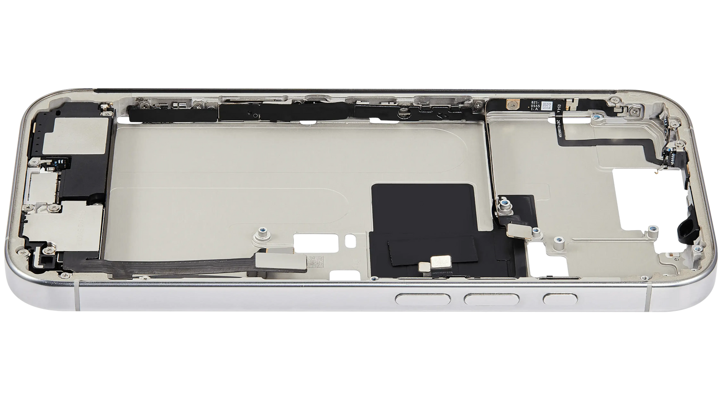 Mid-Frame Housing W/ Charging Port Flex & Small Parts For iPhone 16 Pro (US Version) (Pull) (White Titanium)