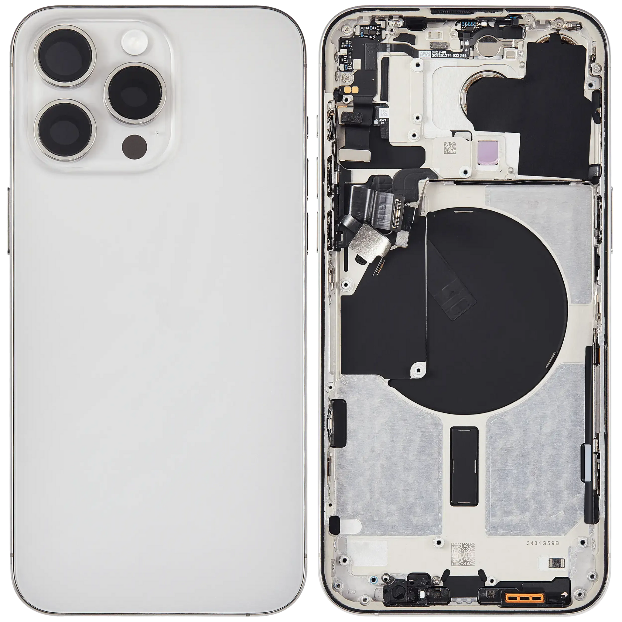 Back Housing W/ Small Parts For iPhone 15 Pro Max (US Version) (Pull) (White Titanium)
