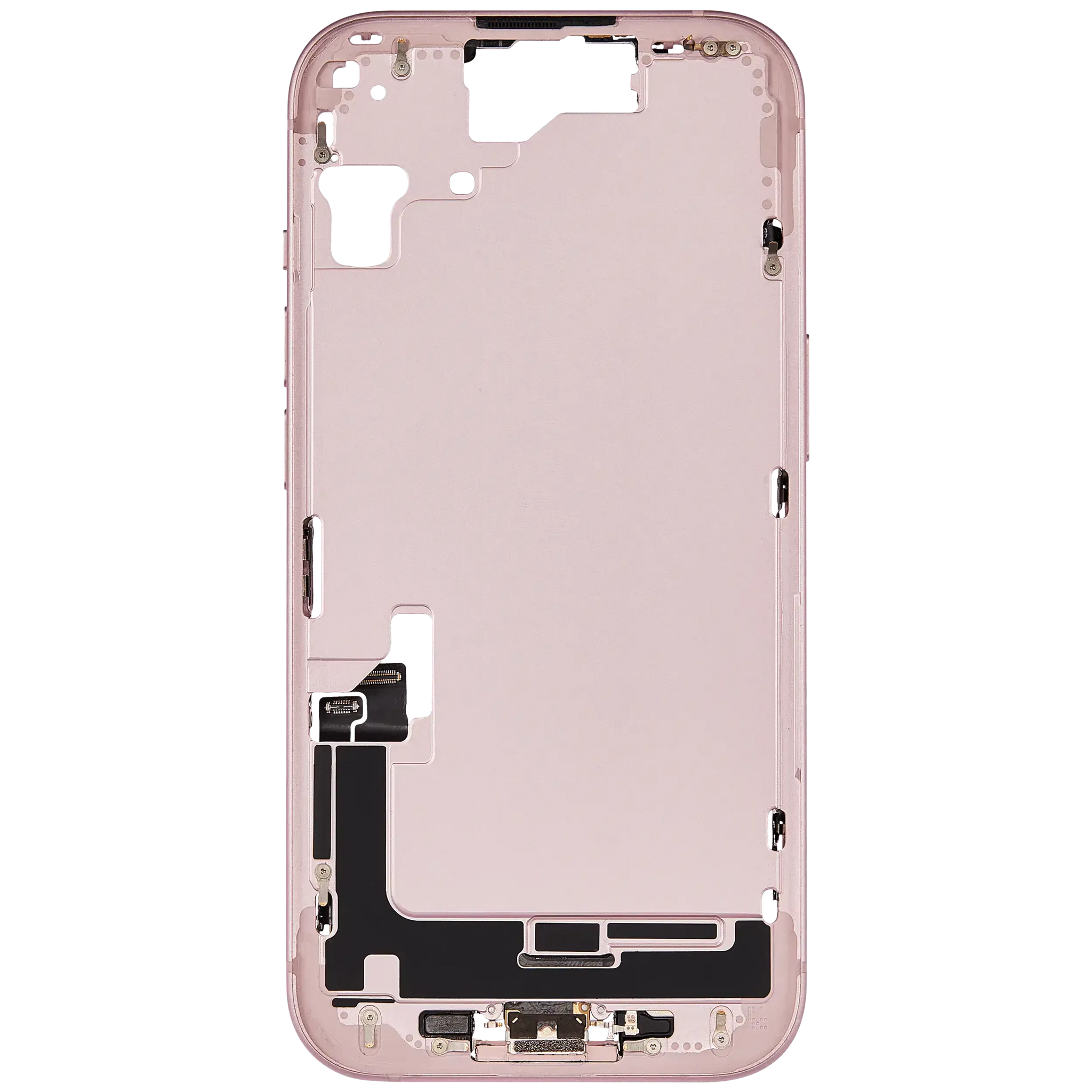 Mid-Frame Housing W/ Charging Port Flex & Small Parts For iPhone 15 (EU / Global Version) (Pull) (Pink)