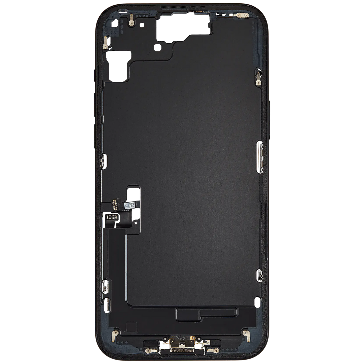 Mid-Frame Housing W/ Charging Port Flex & Small Parts For iPhone 15 Plus (US Version) (Pull) (Black)