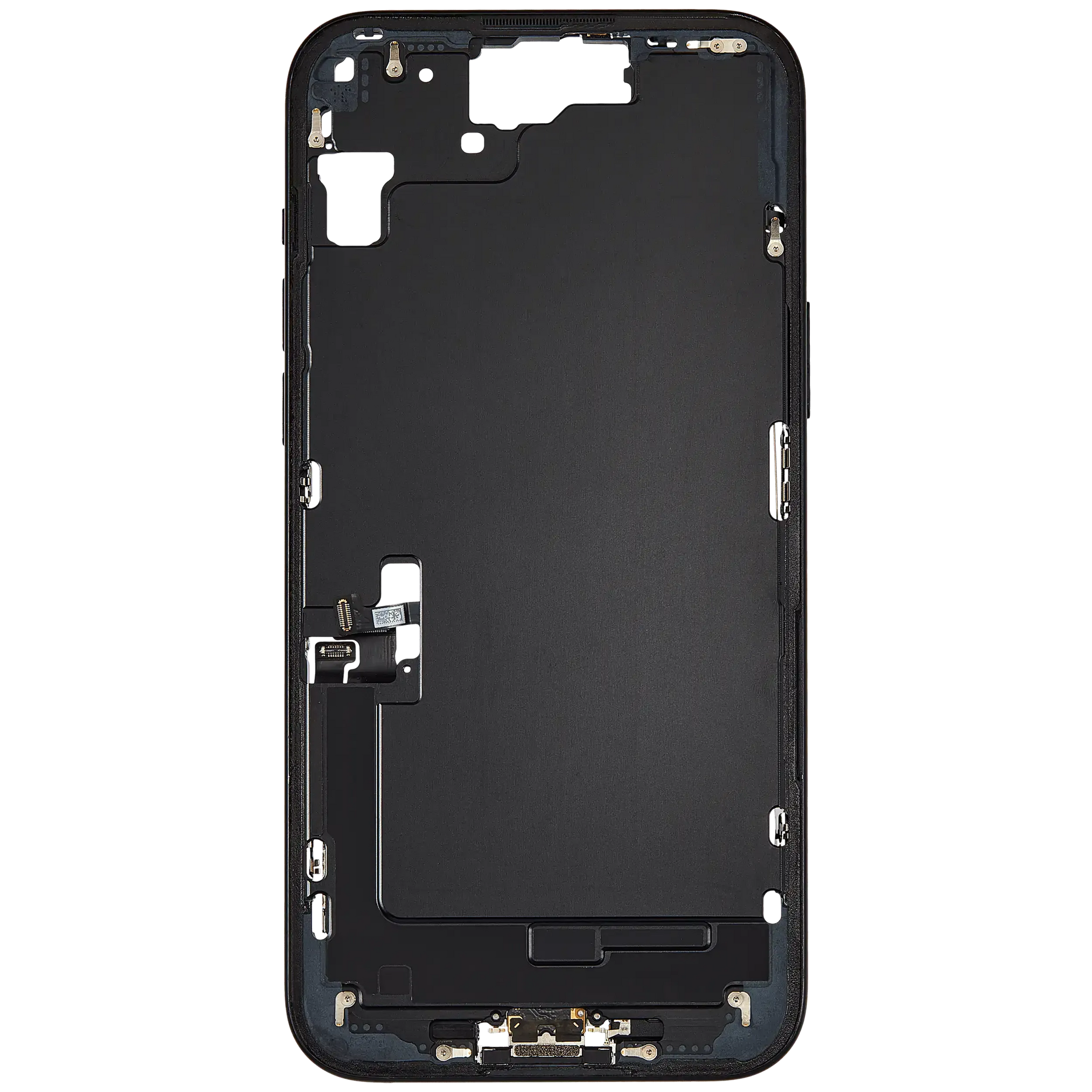 Mid-Frame Housing W/ Charging Port Flex & Small Parts For iPhone 15 Plus (US Version) (Pull) (Black)