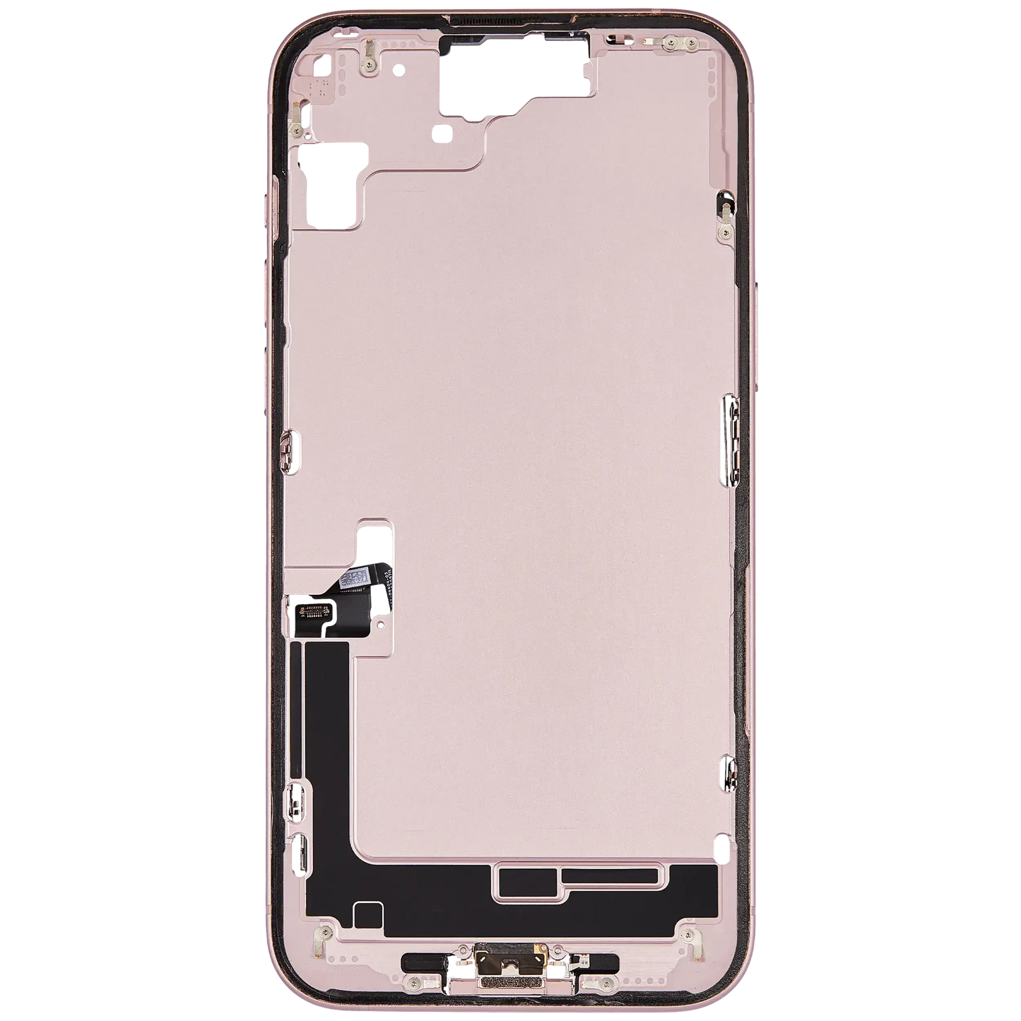 Mid-Frame Housing W/ Charging Port Flex & Small Parts For iPhone 15 Plus (US Version) (Pull) (Pink)
