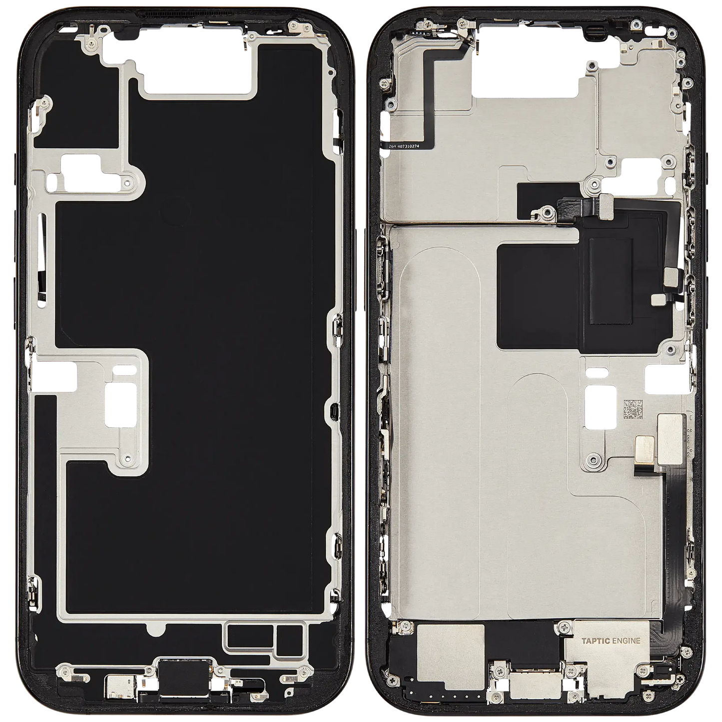 Mid-Frame Housing W/ Charging Port Flex & Small Parts For iPhone 16 Pro (US Version) (Pull) (Black Titanium)