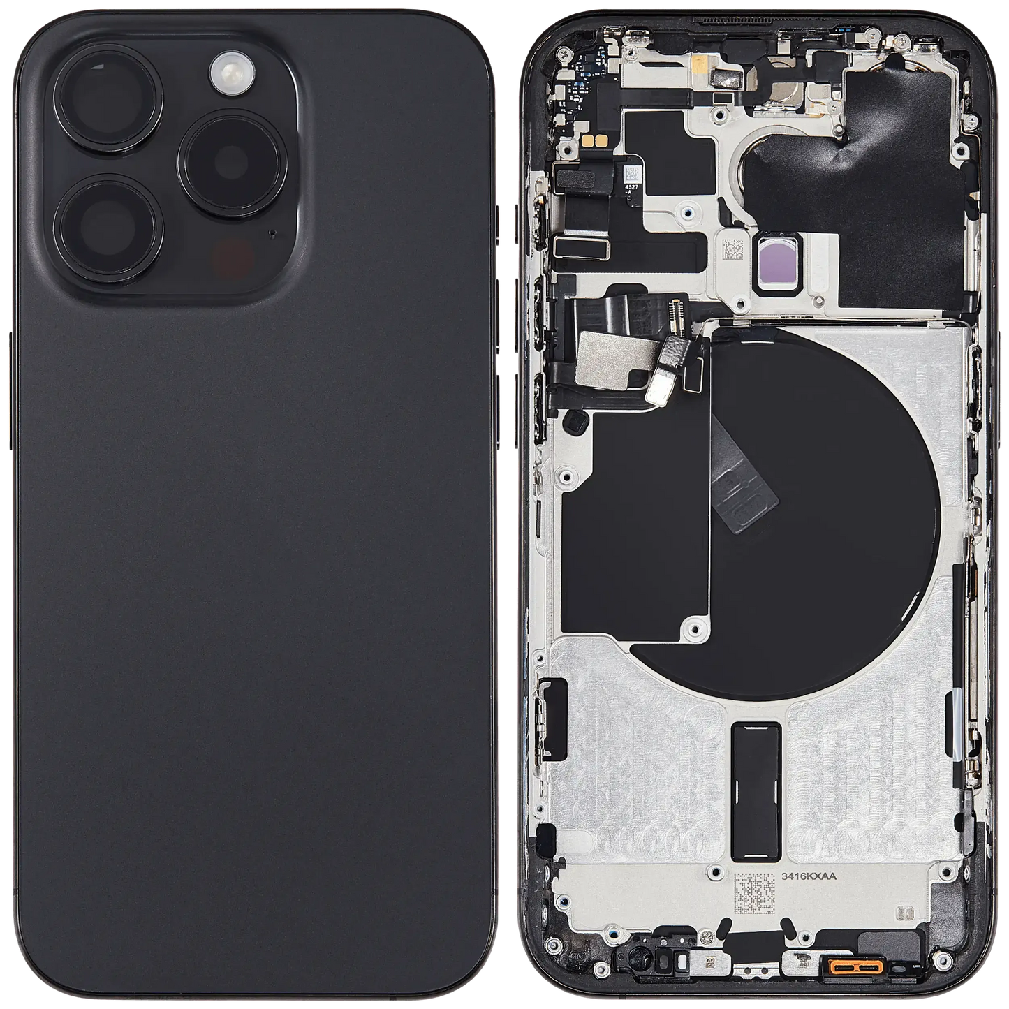 Back Housing W/ Small Parts Compatible For iPhone 15 Pro (US Version) (Pull) (Black Titanium)