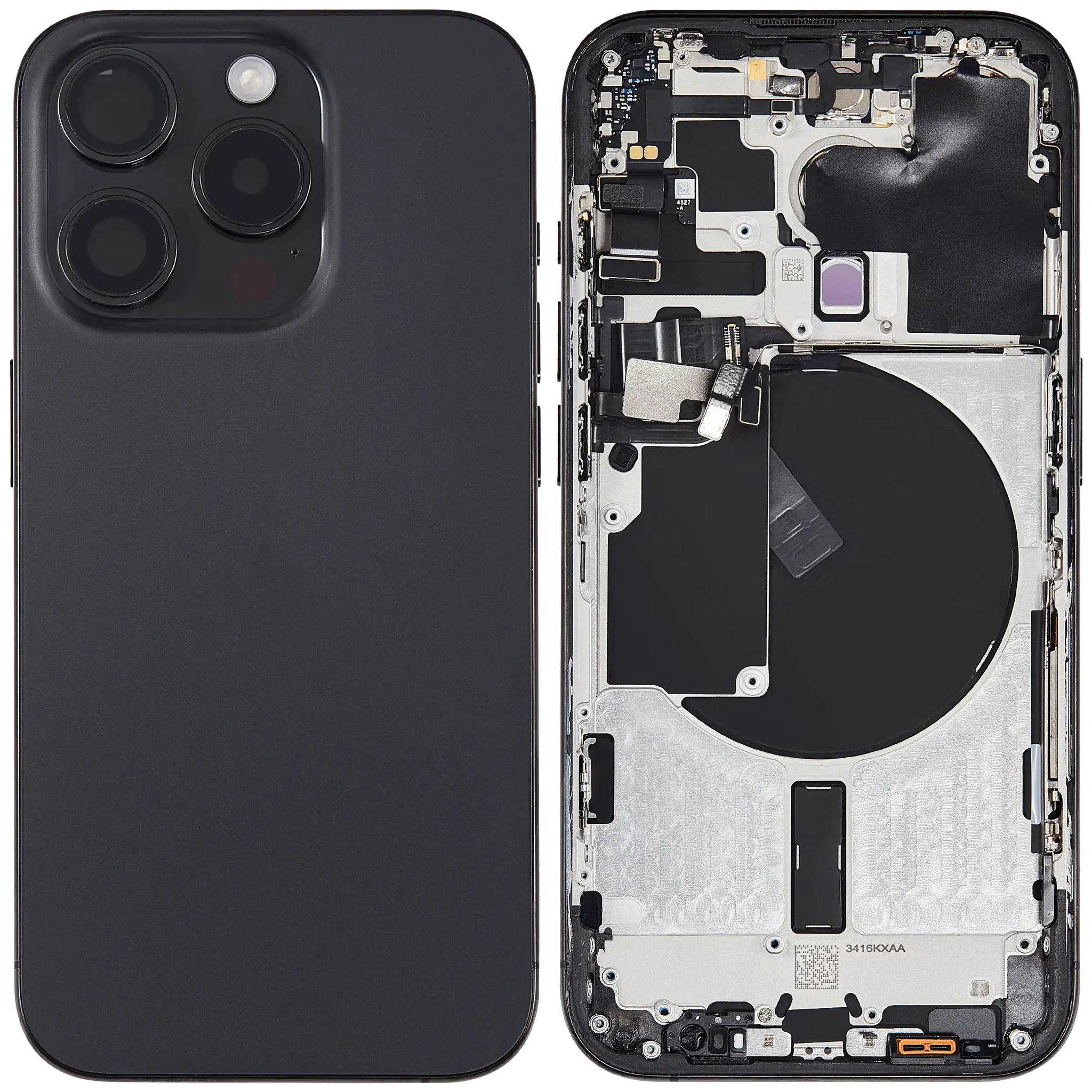 Back Housing W/ Small Parts Compatible For iPhone 15 Pro (US Version) (Pull) (Black Titanium)