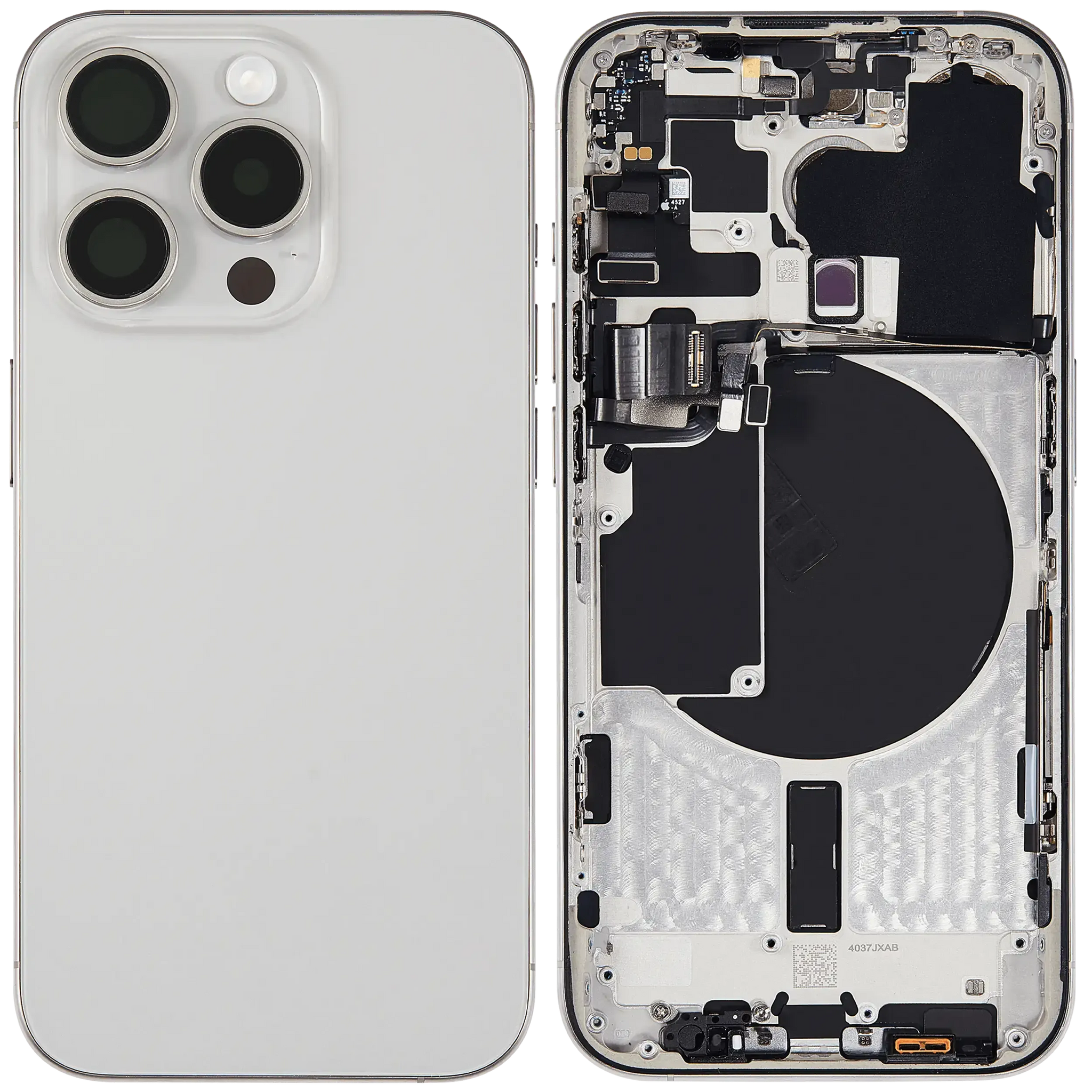 Back Housing W/ Small Parts For iPhone 15 Pro (US Version) (Pull) (White Titanium)