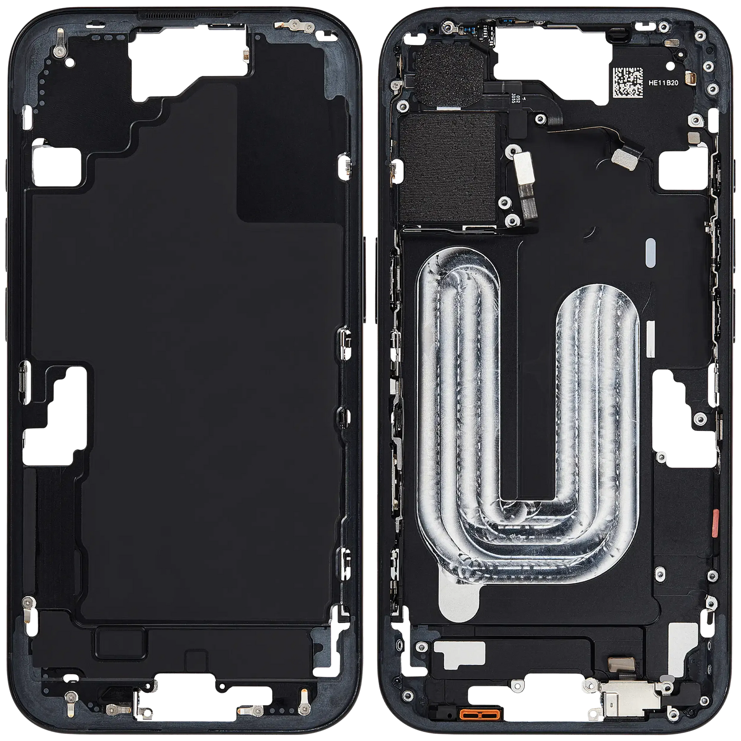 Mid-Frame Housing W/ Small Parts For iPhone 16 (EU / Global Version) (Pull) (Black)