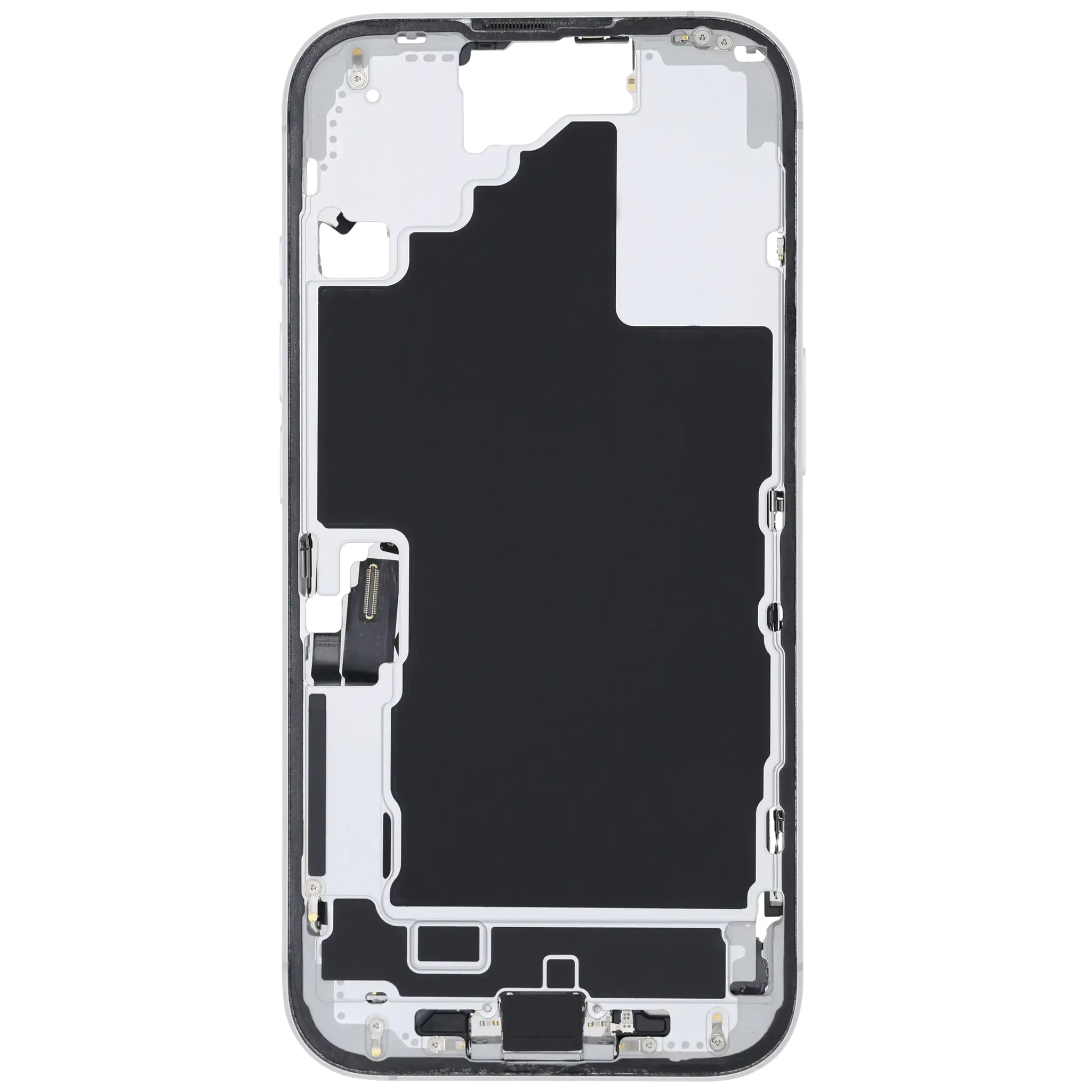 Mid-Frame Housing W/ Charging Port Flex & Small Parts For iPhone 16 (US Version) (Pull) (White)