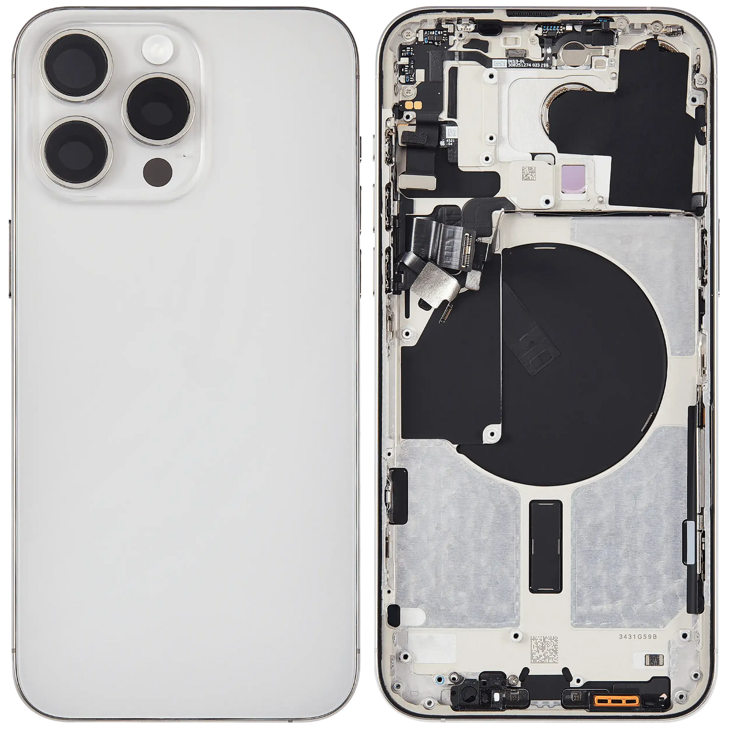 Back Housing W/ Small Parts For iPhone 15 Pro Max (US Version) (Pull) (White Titanium)