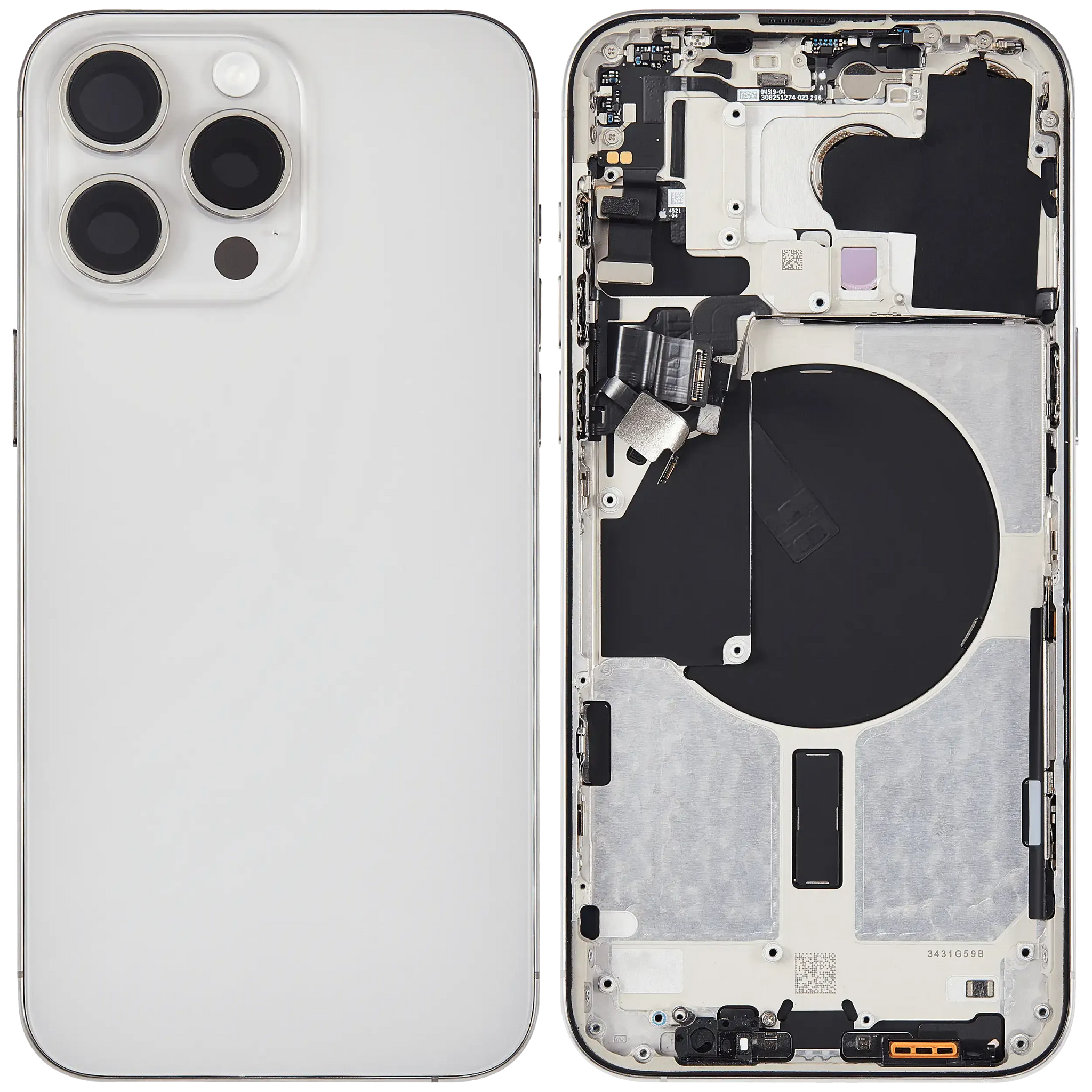Back Housing W/ Small Parts For iPhone 15 Pro Max (US Version) (Pull) (White Titanium)