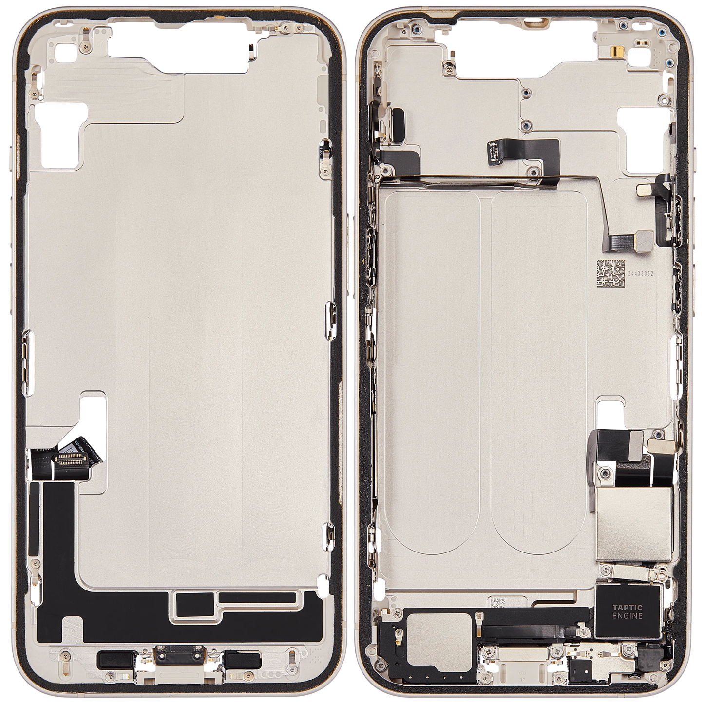 Mid-Frame Housing W/ Charging Port Flex & Small Parts For iPhone 14 (US Version) (Used OEM Pull: Grade A) (Starlight)