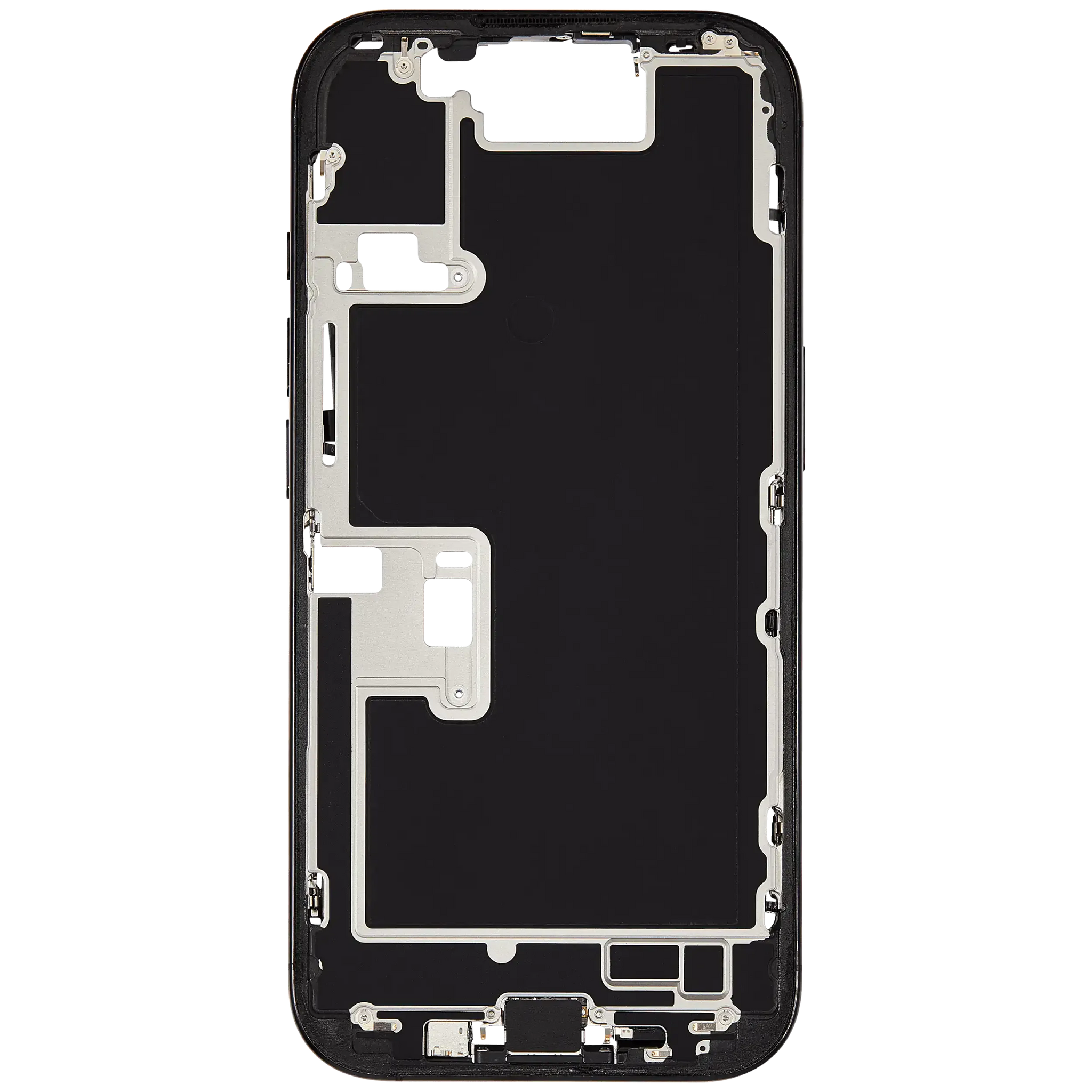 Mid-Frame Housing W/ Charging Port Flex & Small Parts For iPhone 16 Pro (US Version) (Pull) (Black Titanium)