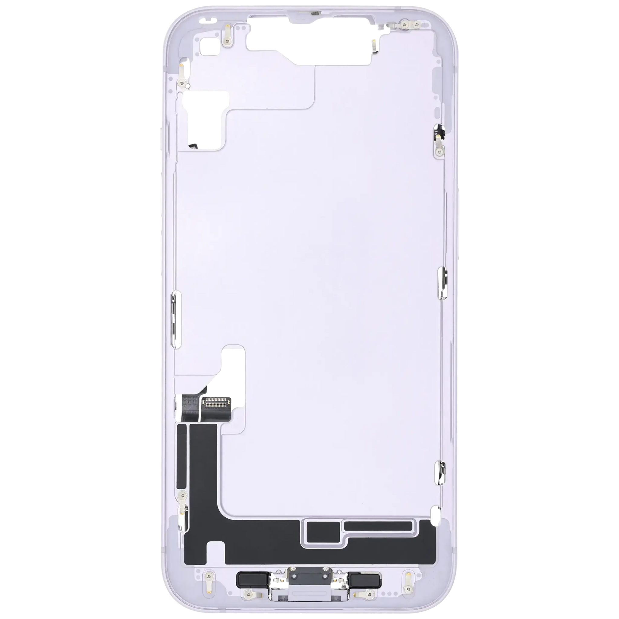 Mid-Frame Housing W/ Charging Port Flex & Small Parts For iPhone 14 (US Version) (Pull) (Purple)