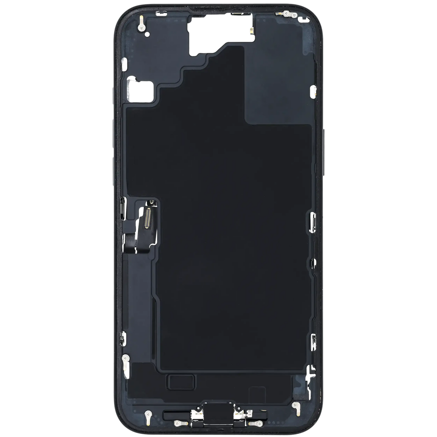 Mid-Frame Housing W/ Charging Port Flex & Small Parts For iPhone 16 Plus (EU / Global Version) (Pull) (Black)