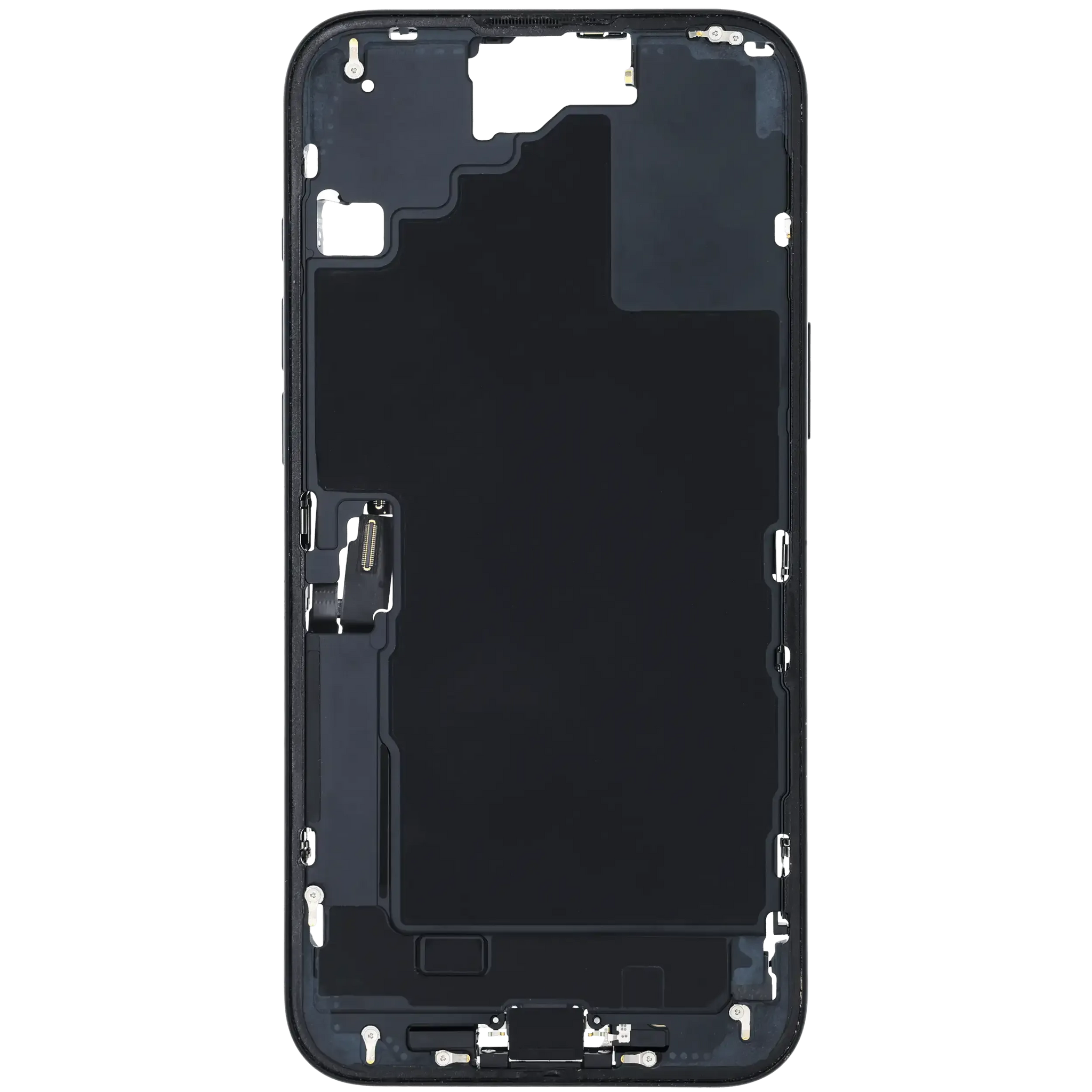 Mid-Frame Housing W/ Charging Port Flex & Small Parts For iPhone 16 Plus (EU / Global Version) (Pull) (Black)