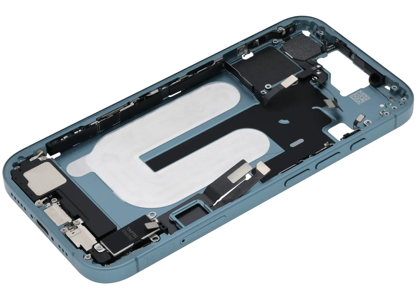 Mid-Frame Housing W/ Charging Port Flex & Small Parts For iPhone 16 (EU / Global Version) (Pull) (Teal)