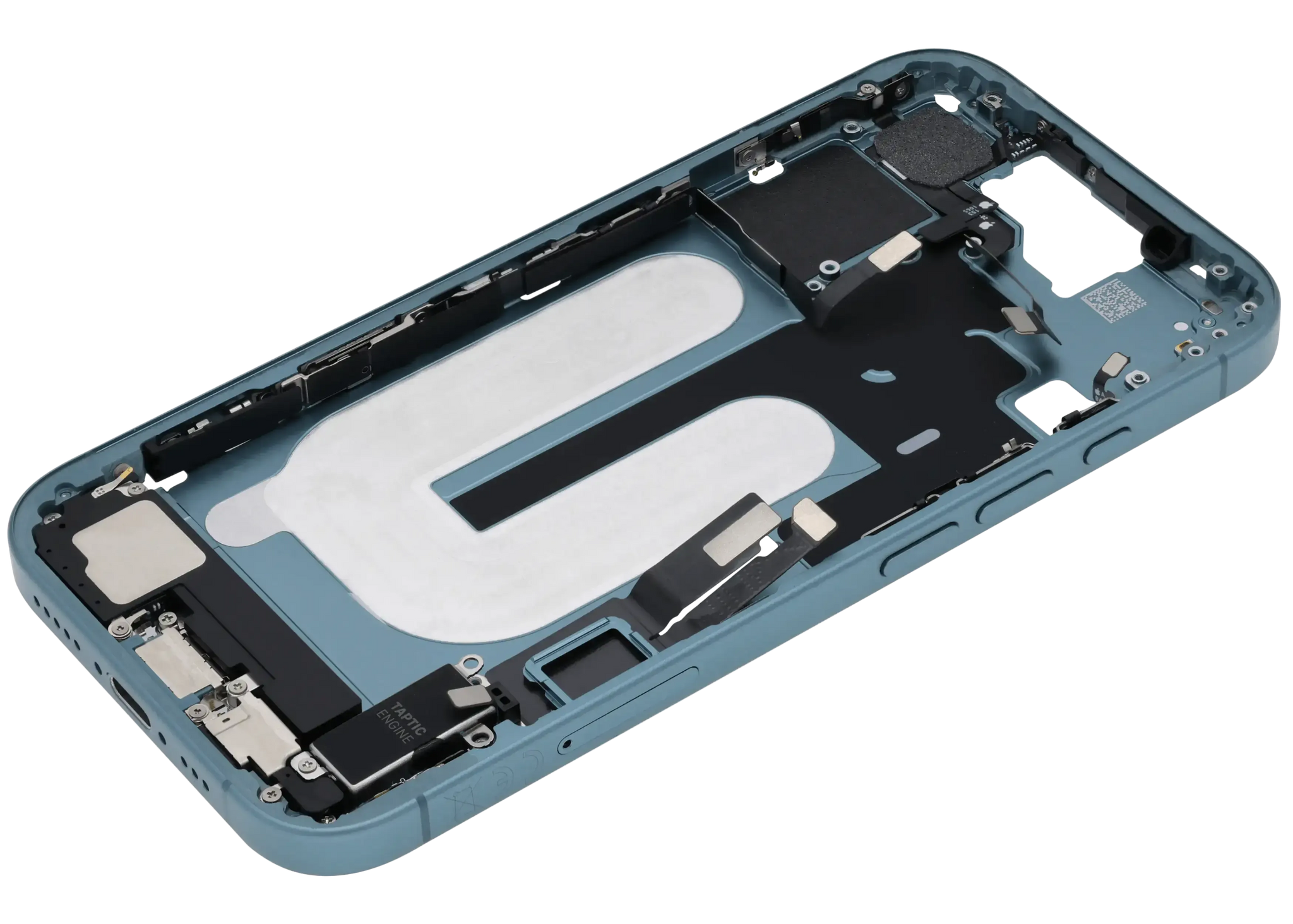 Mid-Frame Housing W/ Charging Port Flex & Small Parts For iPhone 16 (EU / Global Version) (Pull) (Teal)