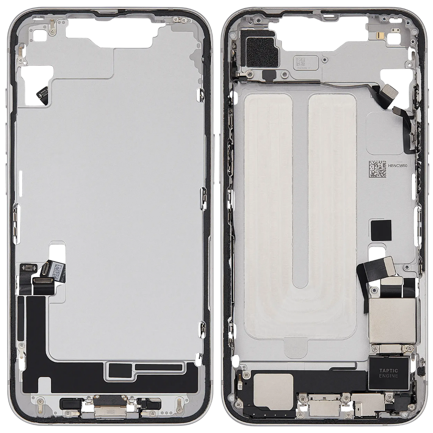 Mid-Frame Housing W/ Charging Port Flex & Small Parts For iPhone 16e (US Version) (Pull) (White)