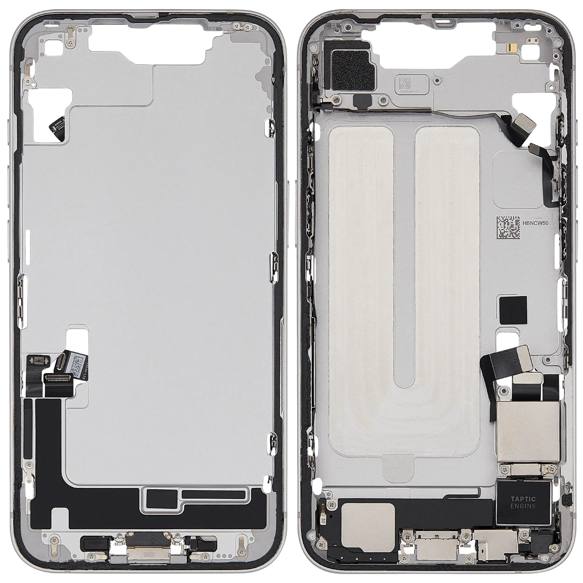 Mid-Frame Housing W/ Charging Port Flex & Small Parts For iPhone 16e (US Version) (Pull) (White)