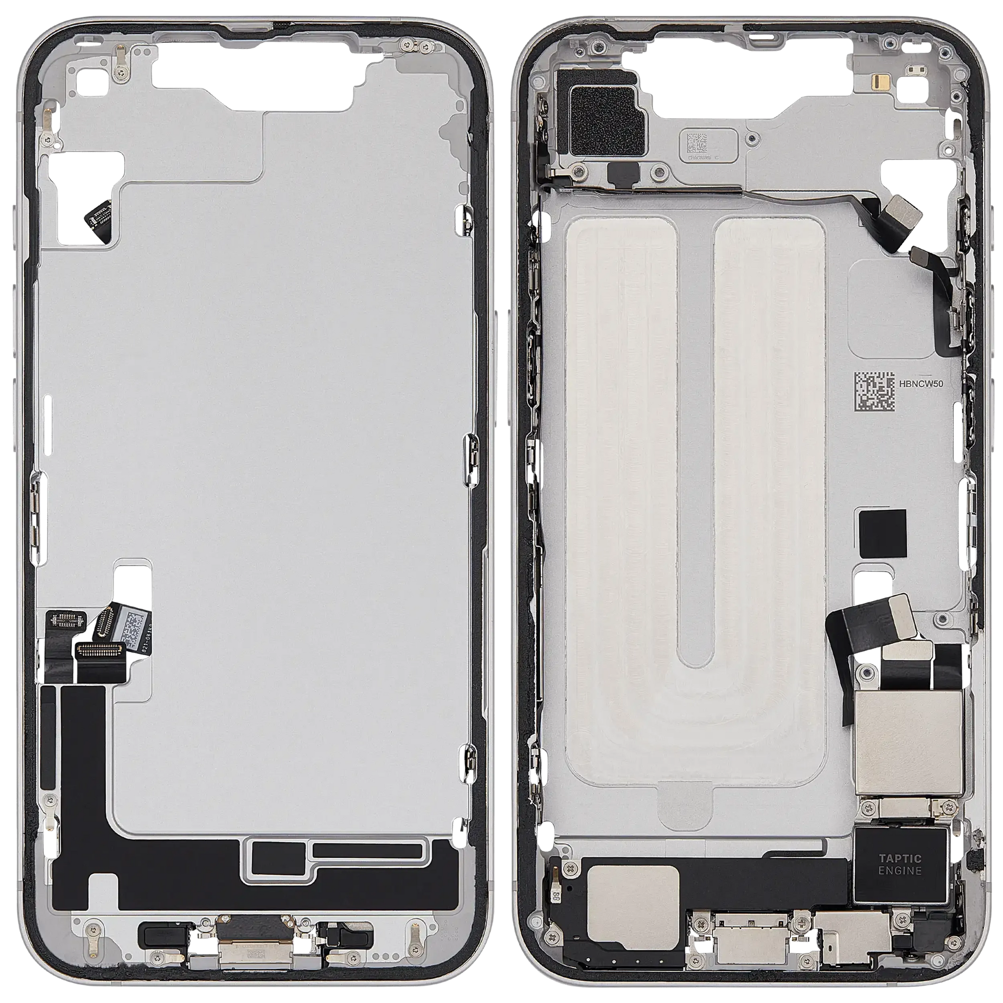 Mid-Frame Housing W/ Charging Port Flex & Small Parts For iPhone 16e (US Version) (Pull) (White)